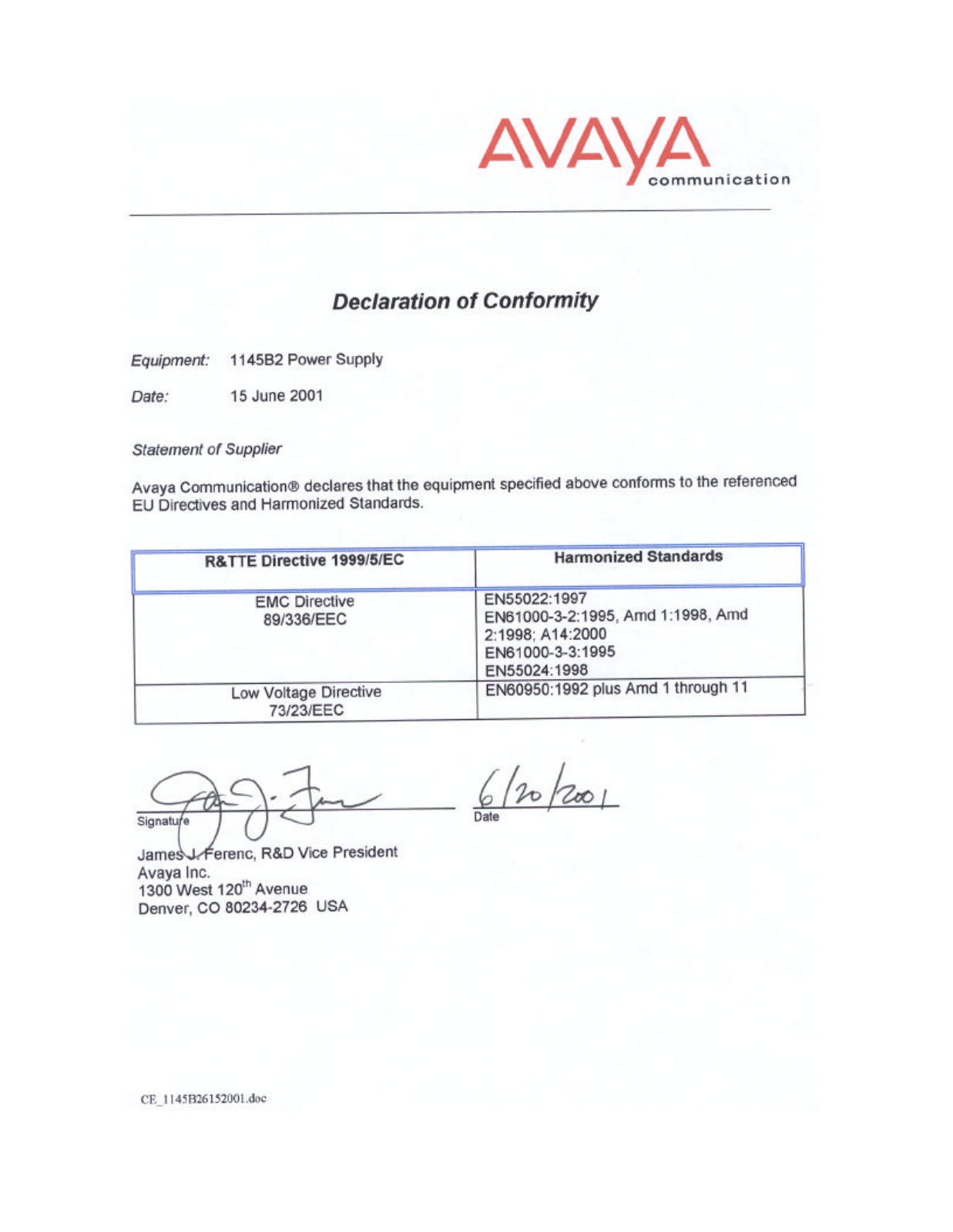 Avaya 1145B2 User Manual