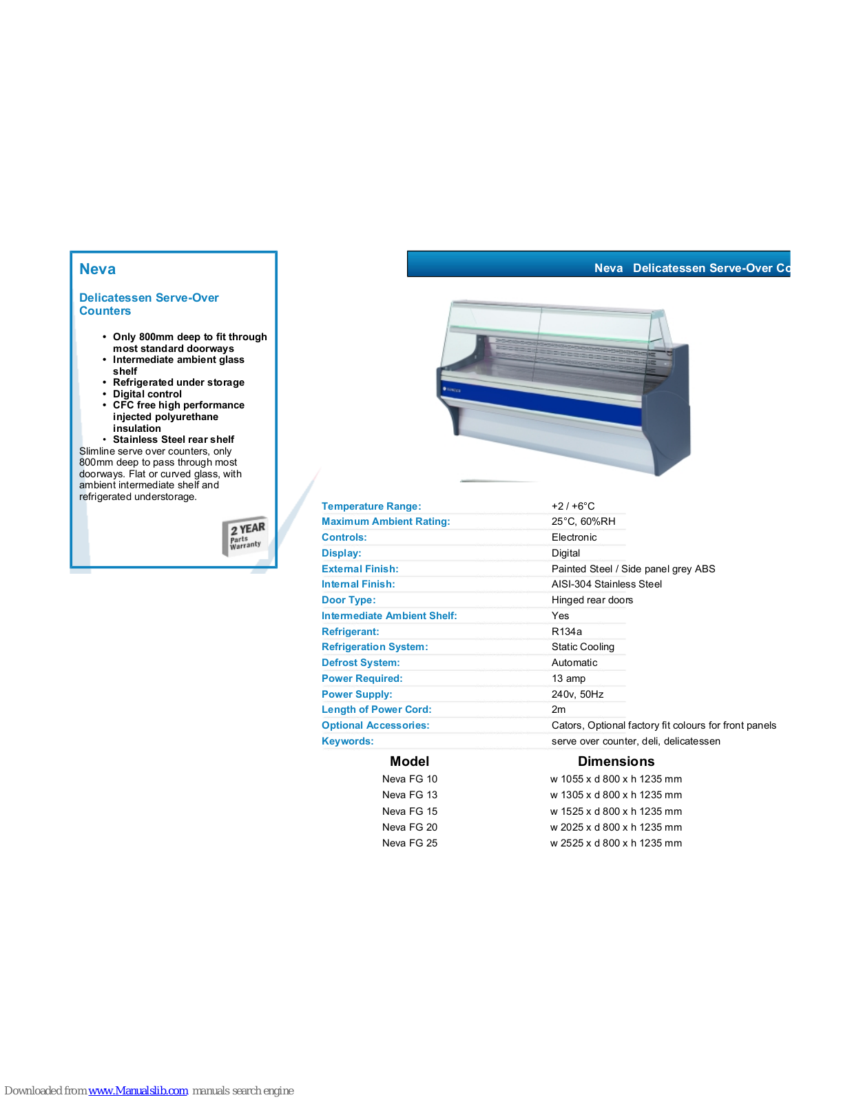 VALERA Neva FG 10, Neva FG 13, Neva FG 15, Neva FG 20, Neva FG 25 Datasheet