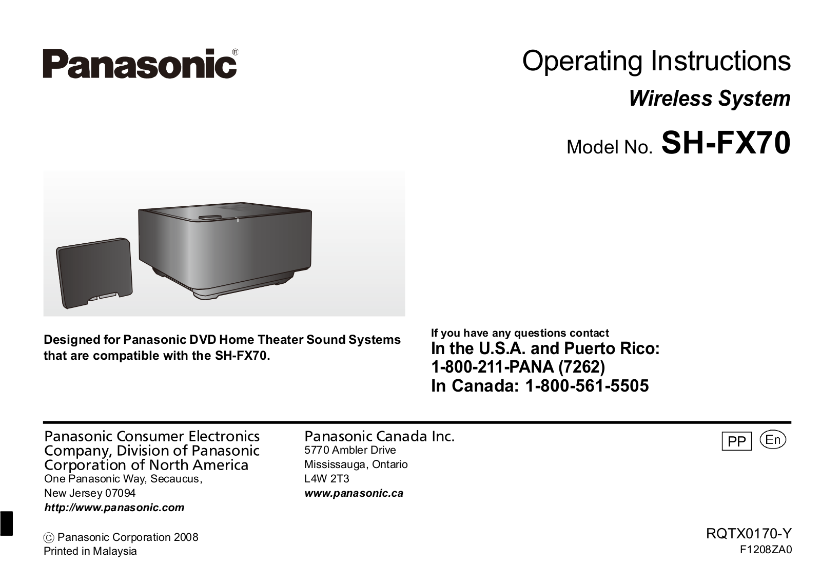 Panasonic R09001, T09001, T09002 User Manual