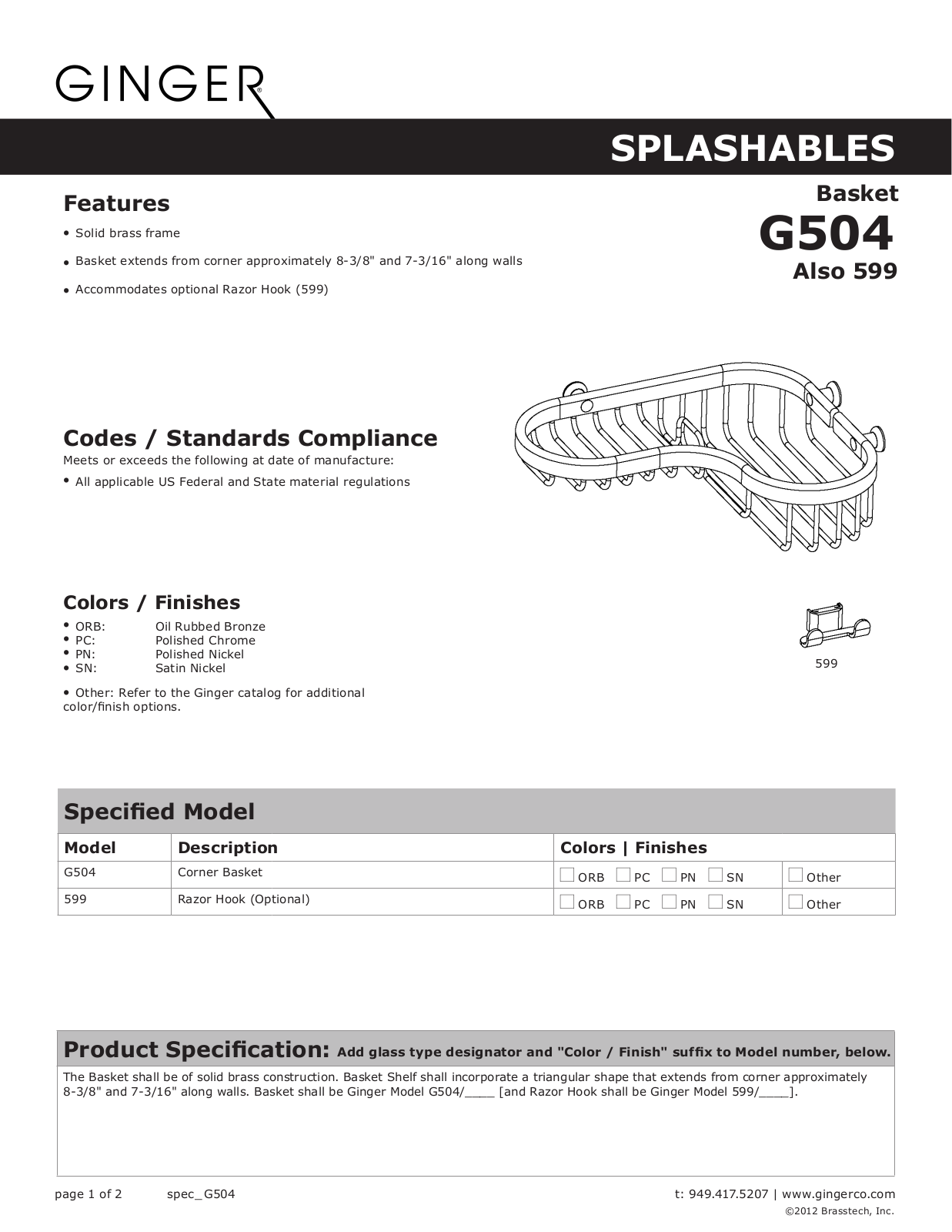 Ginger BST1079 Specifications - ManualMachine.com
