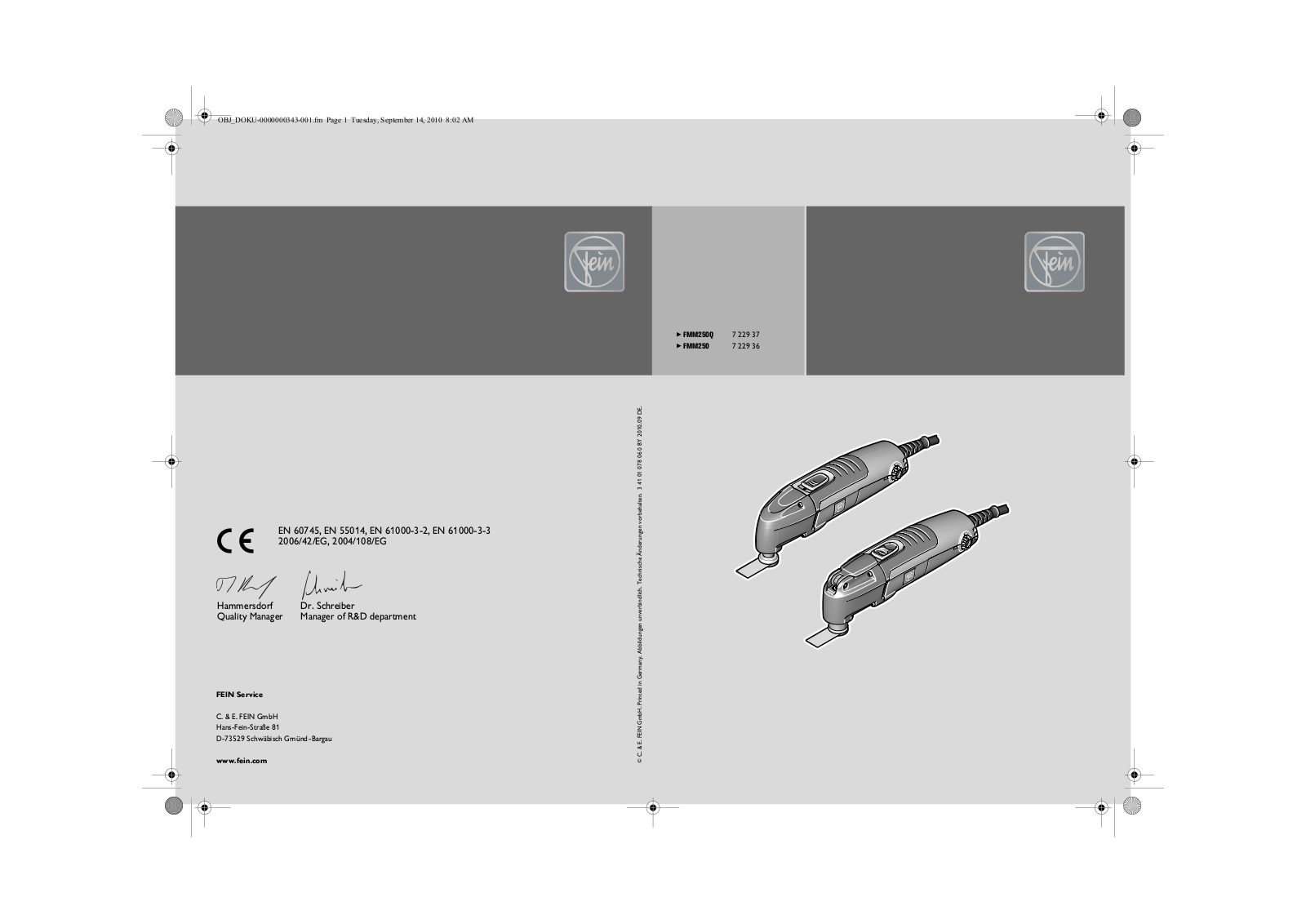 Fein FMM250Q, FMM250 User guide