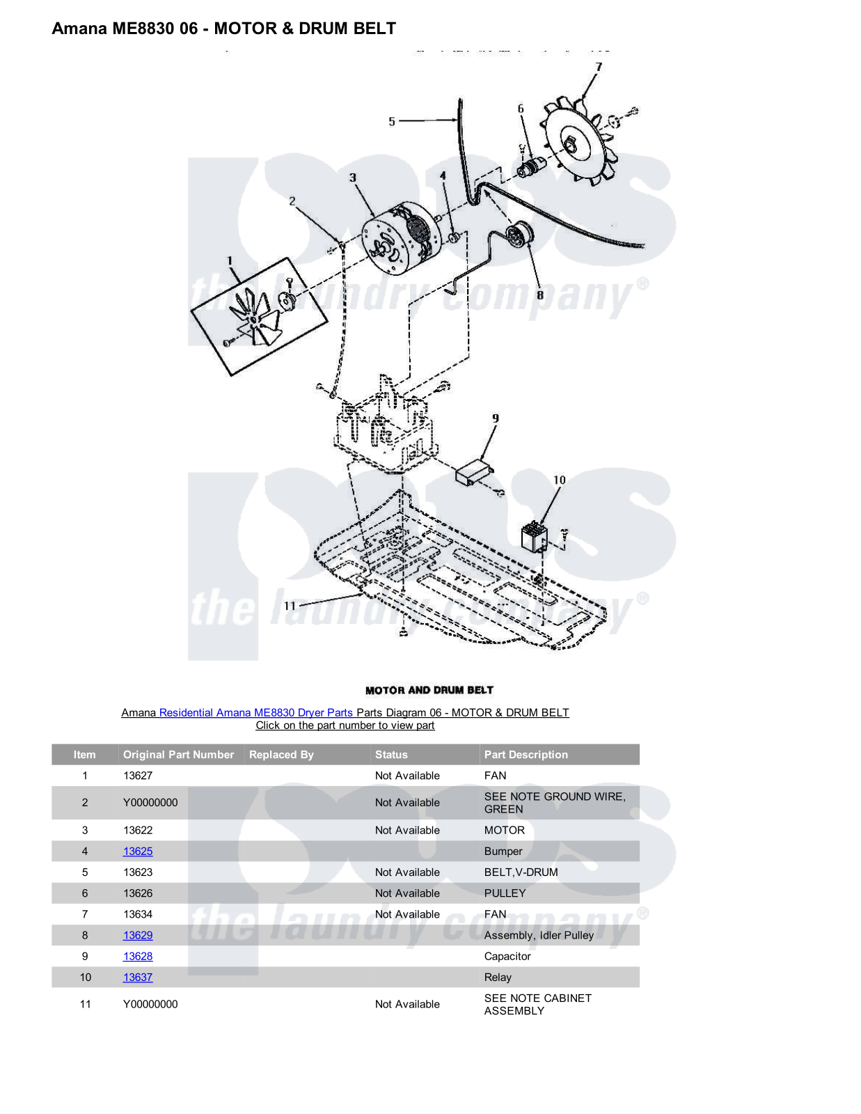 Amana ME8830 Parts Diagram