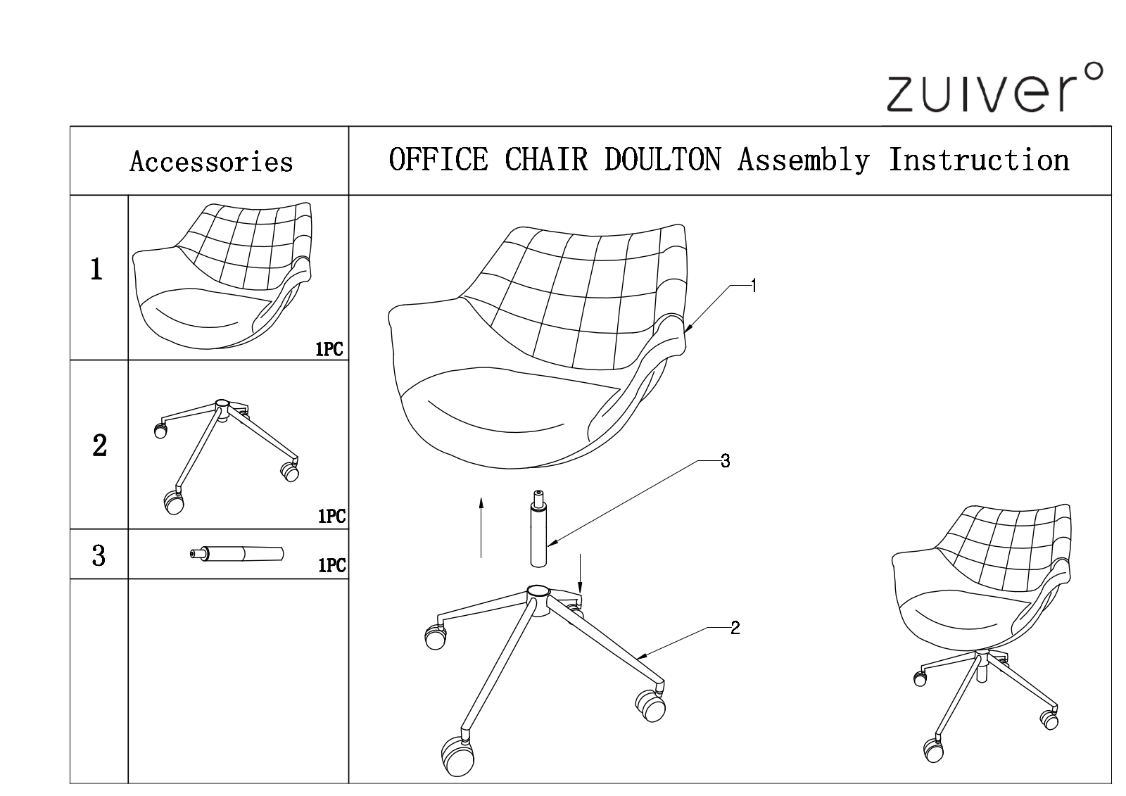 Zuiver ZIVE1220 Installation & Assembly - ManualMachine.com