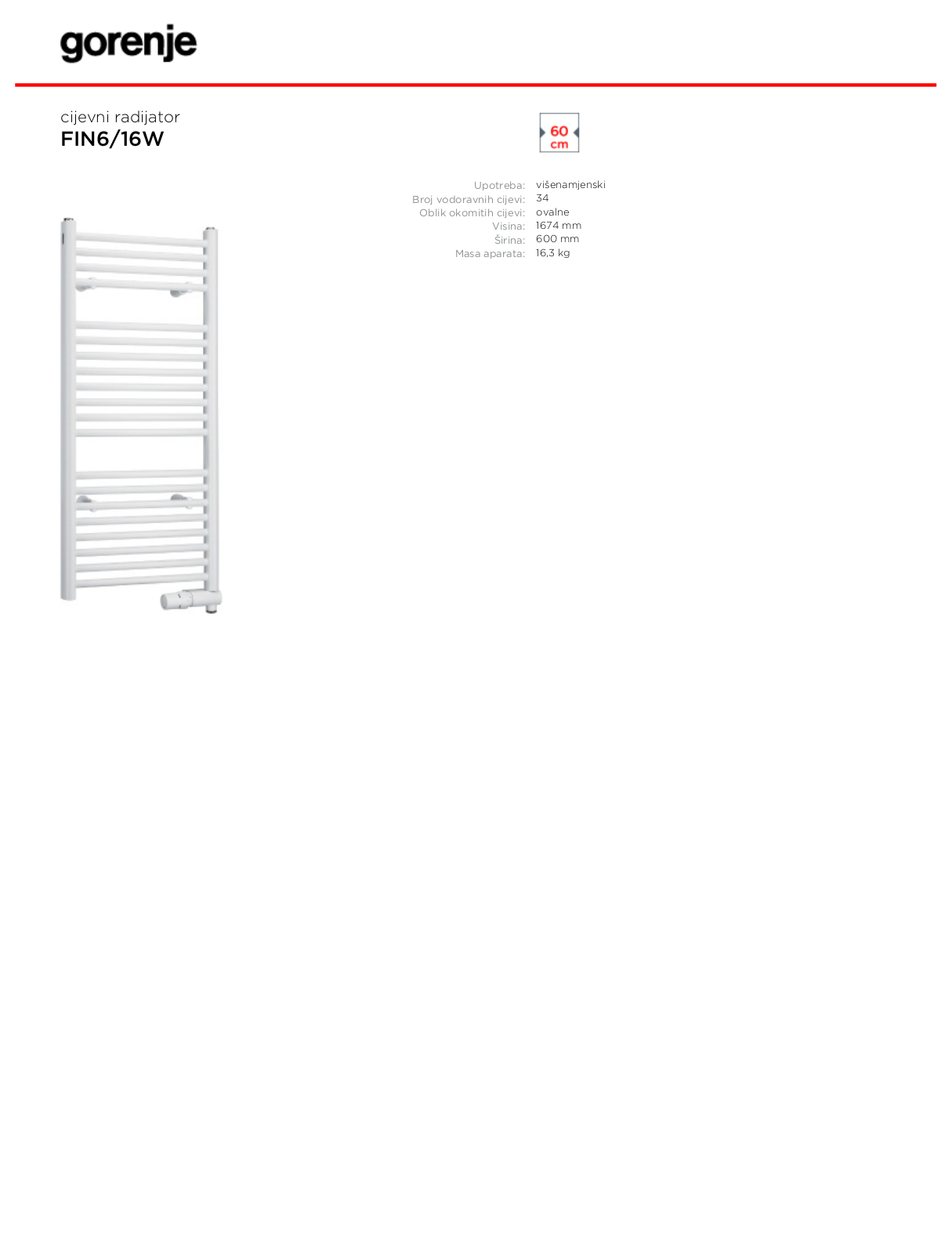 Gorenje FIN6-16W DATASHEET