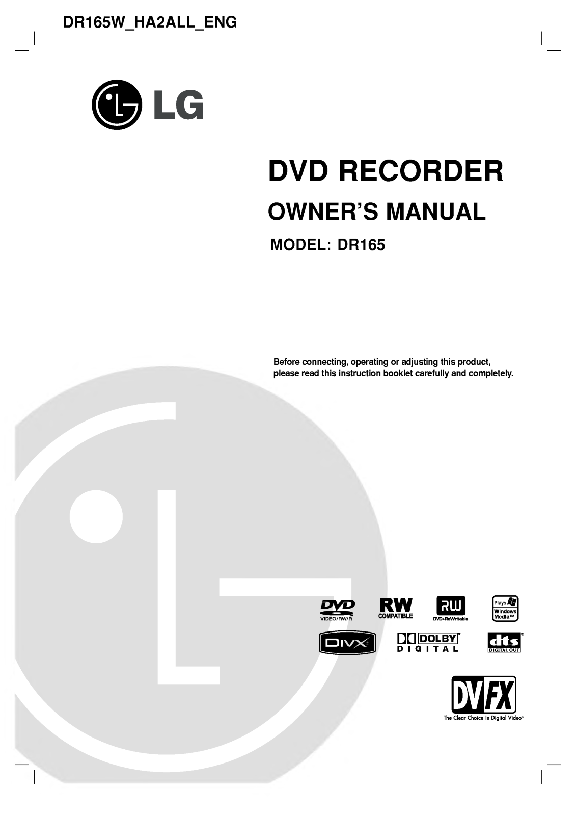 LG DR165 User Manual