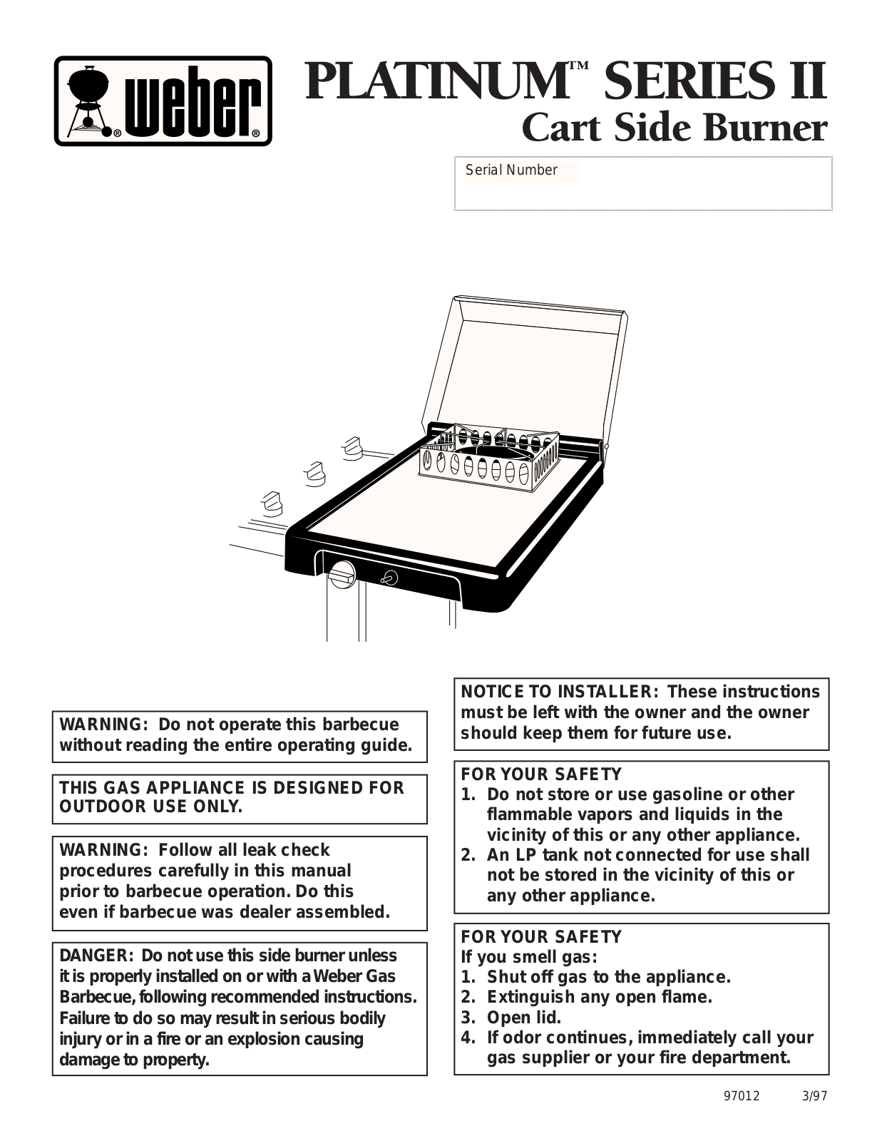 Weber Platinum II Owner's Guide