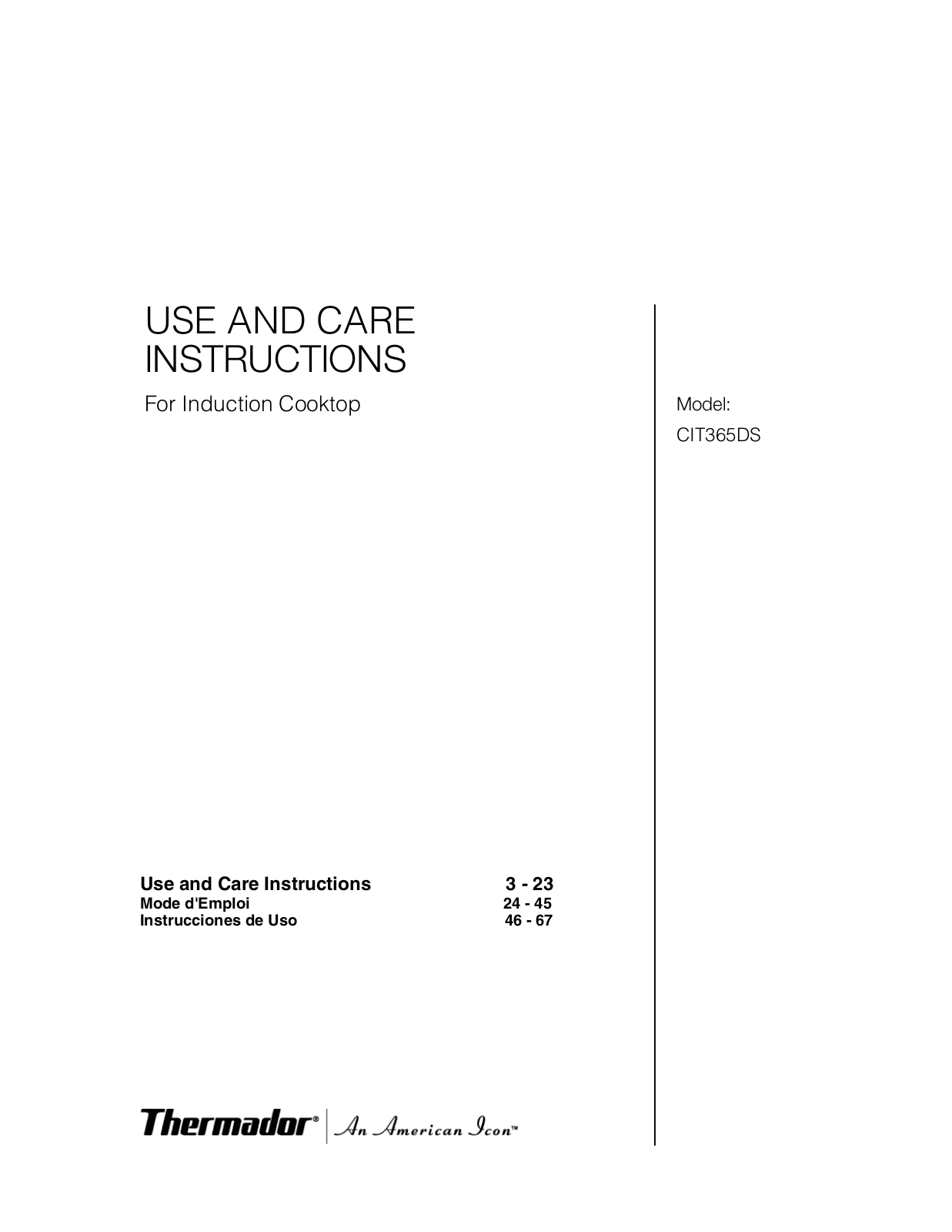 Thermador CIT365DS User Manual