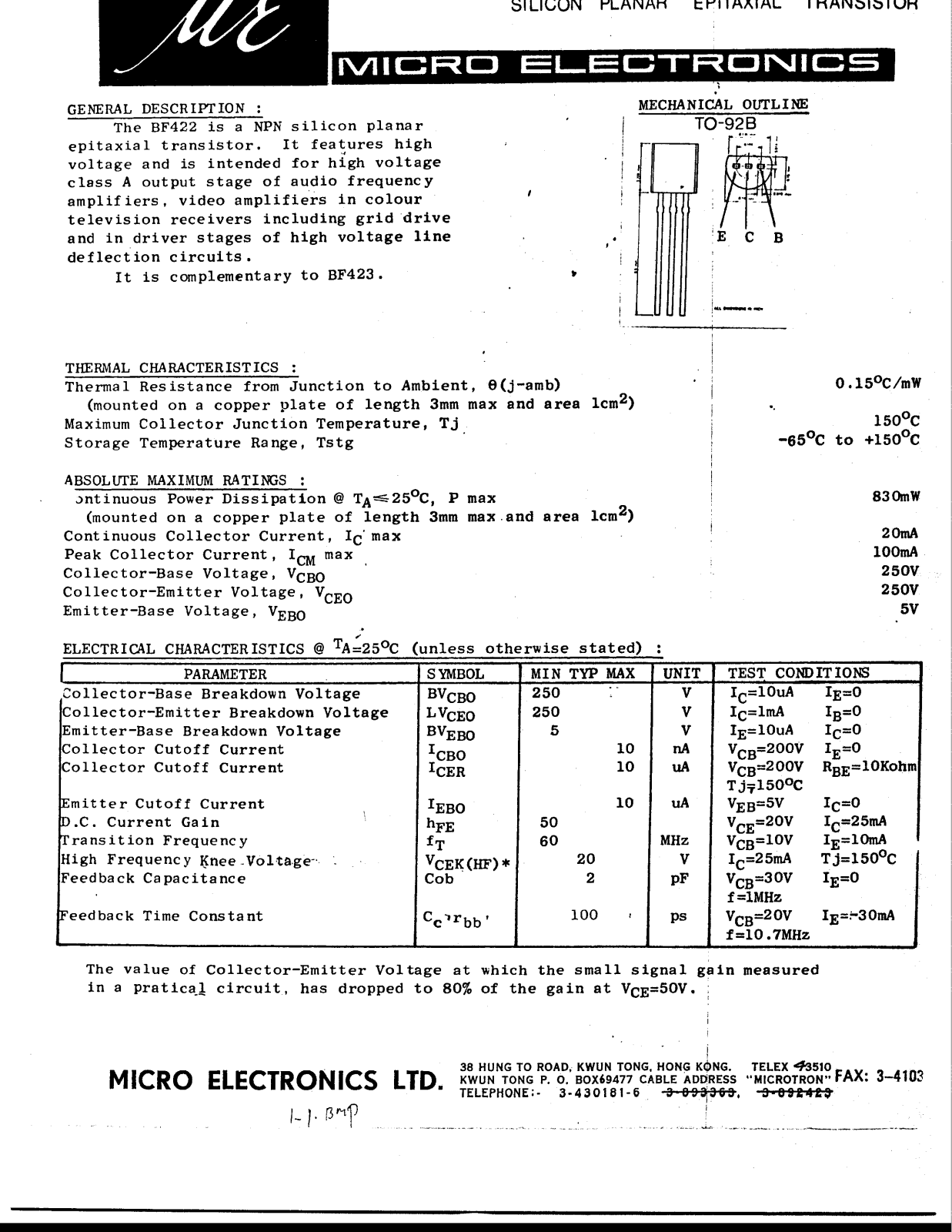 ME BF422 Datasheet