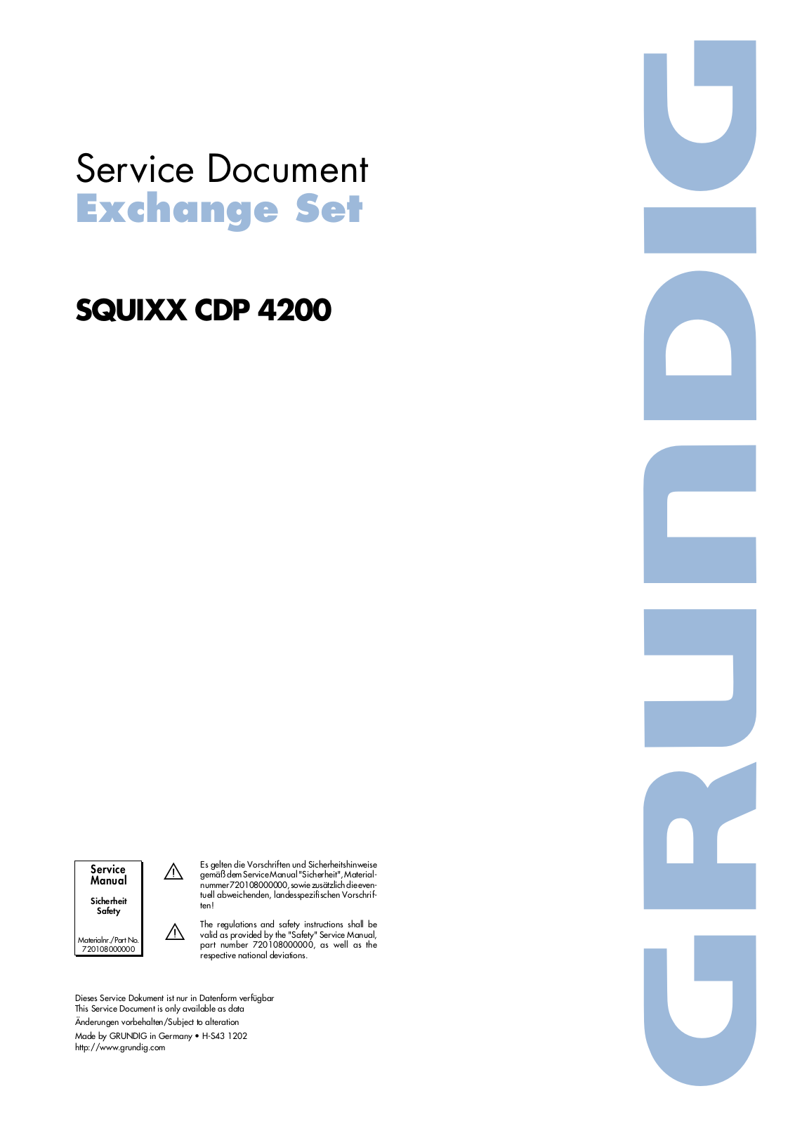 Grundig SQUIXX-CDP-4200 Service Manual