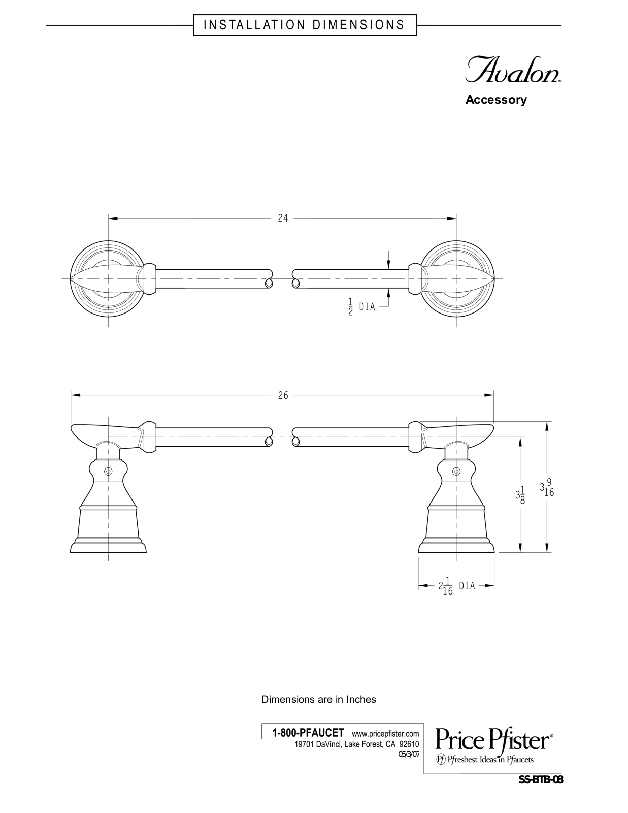 Pfister PPR1993 Dimensions - ManualMachine.com