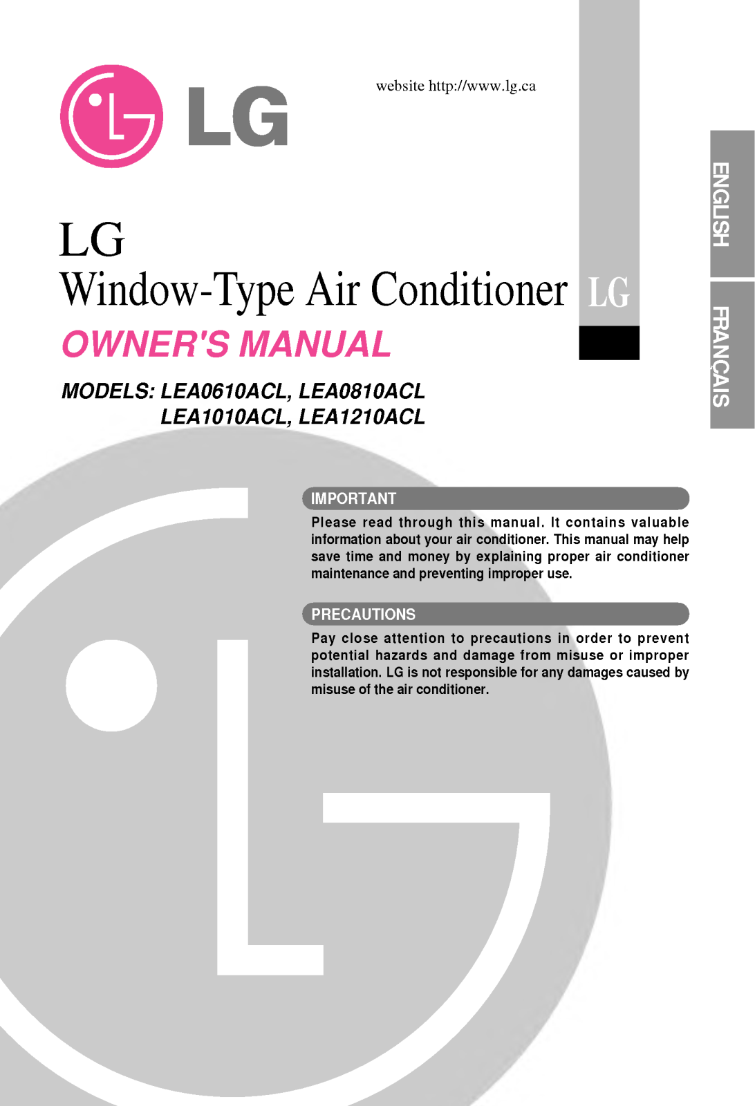 LG LEA0810ACL, LEA1210ACL, LEA1010ACL User Manual