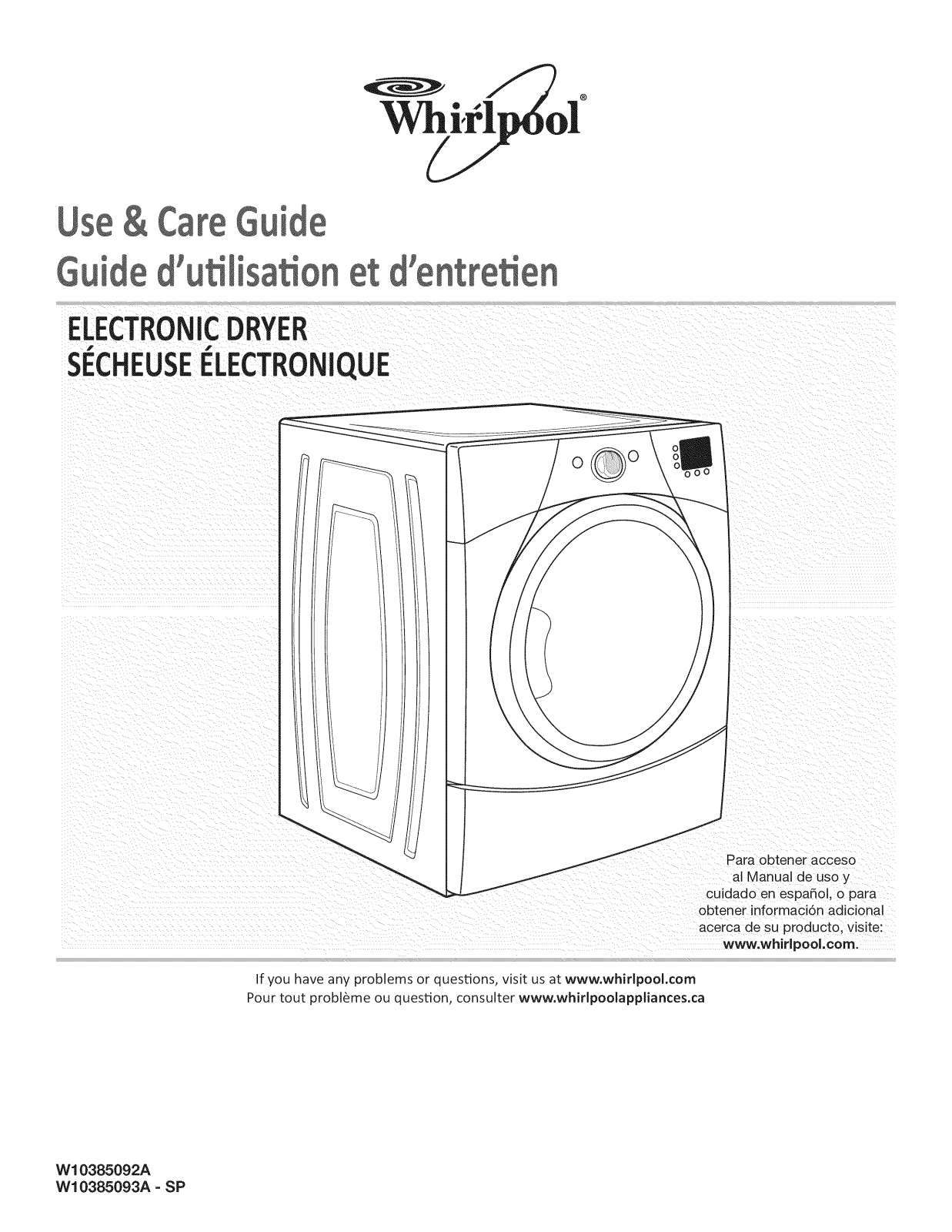 Whirlpool WED9151YW0, WED9151YW1, WGD9371YW2, WGD9371YW1, WGD9371YW0 Owner’s Manual