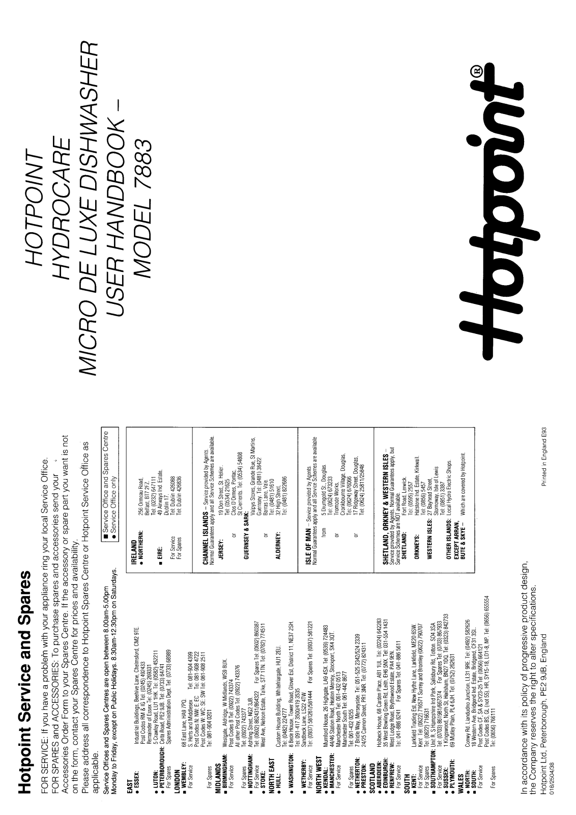 Hotpoint-Ariston HB7883 User Manual