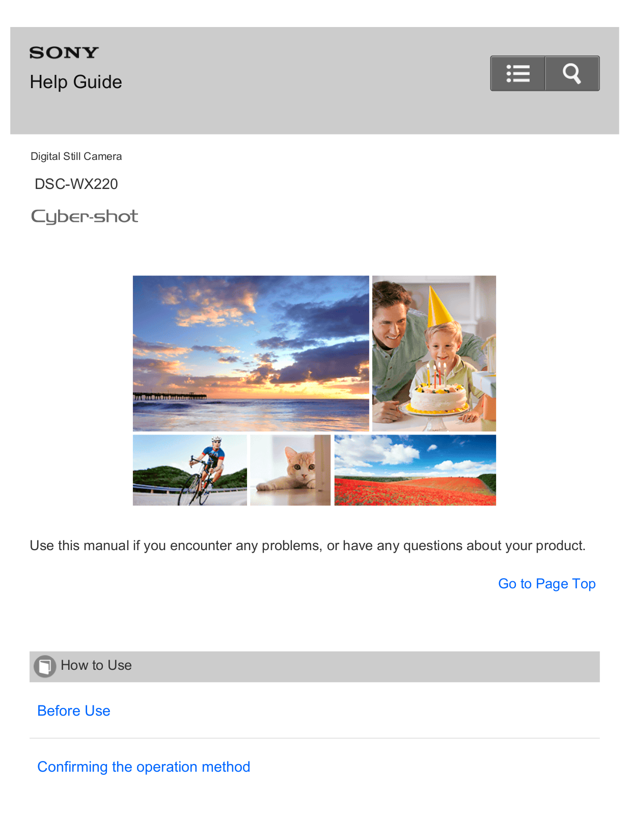 Sony DSC-WX220 Help Guide