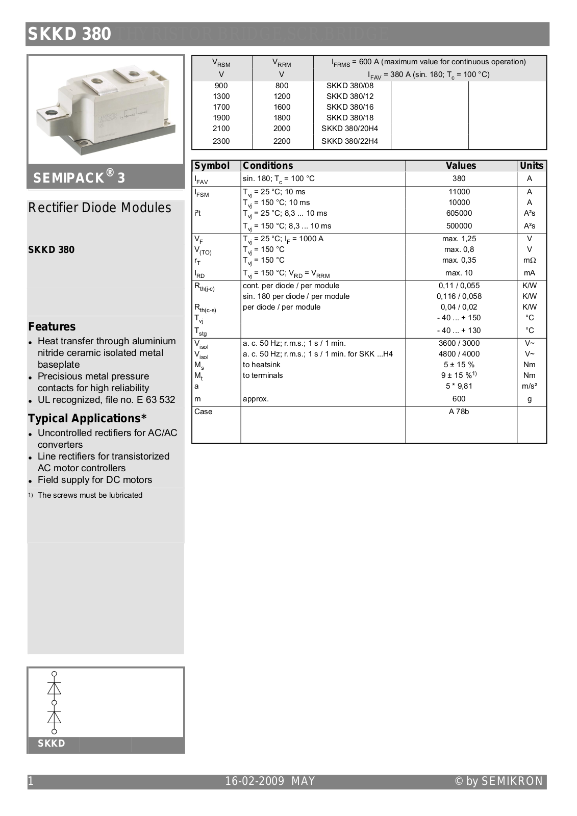 Semikron SKKD380 Data Sheet