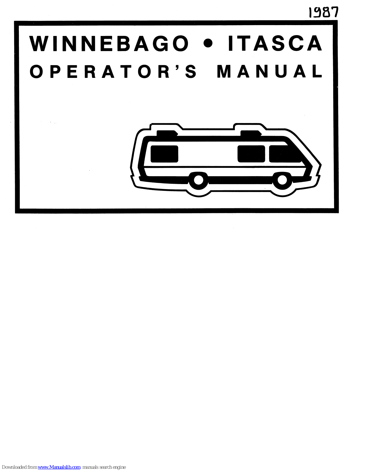 Winnebago Itasca (1987) Operator's Manual