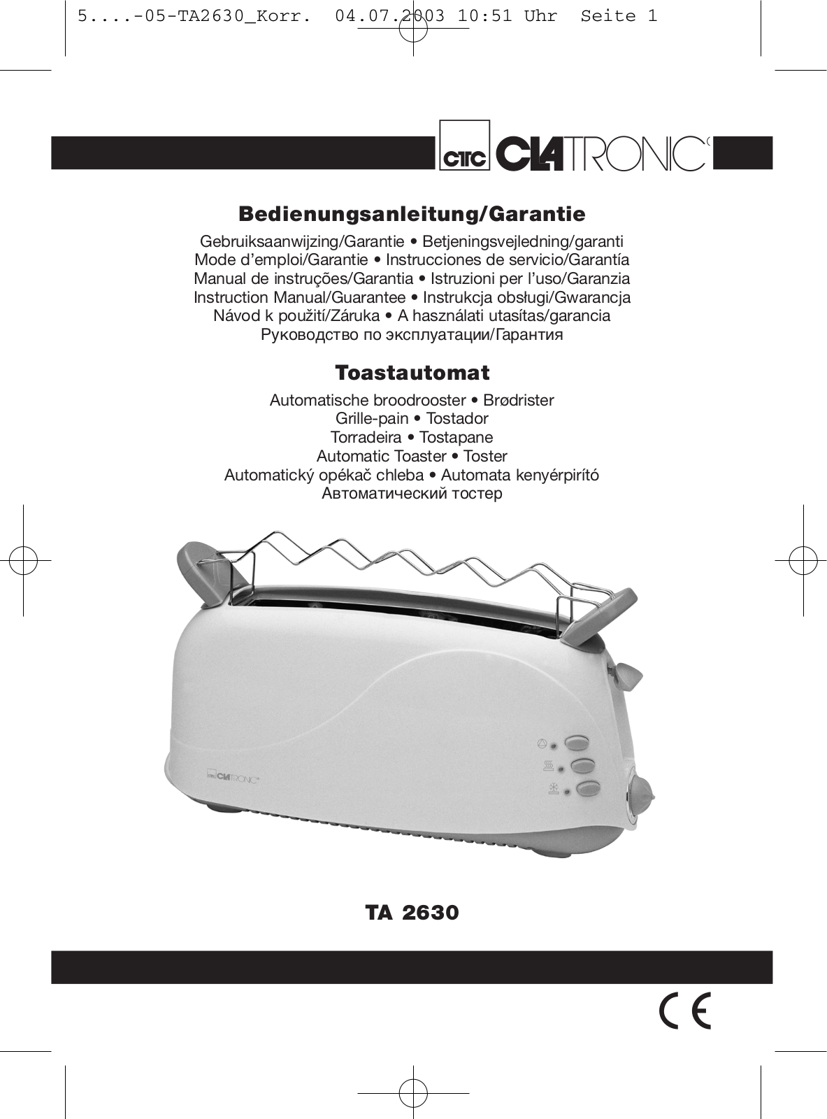 Clatronic TA 2630 User Manual