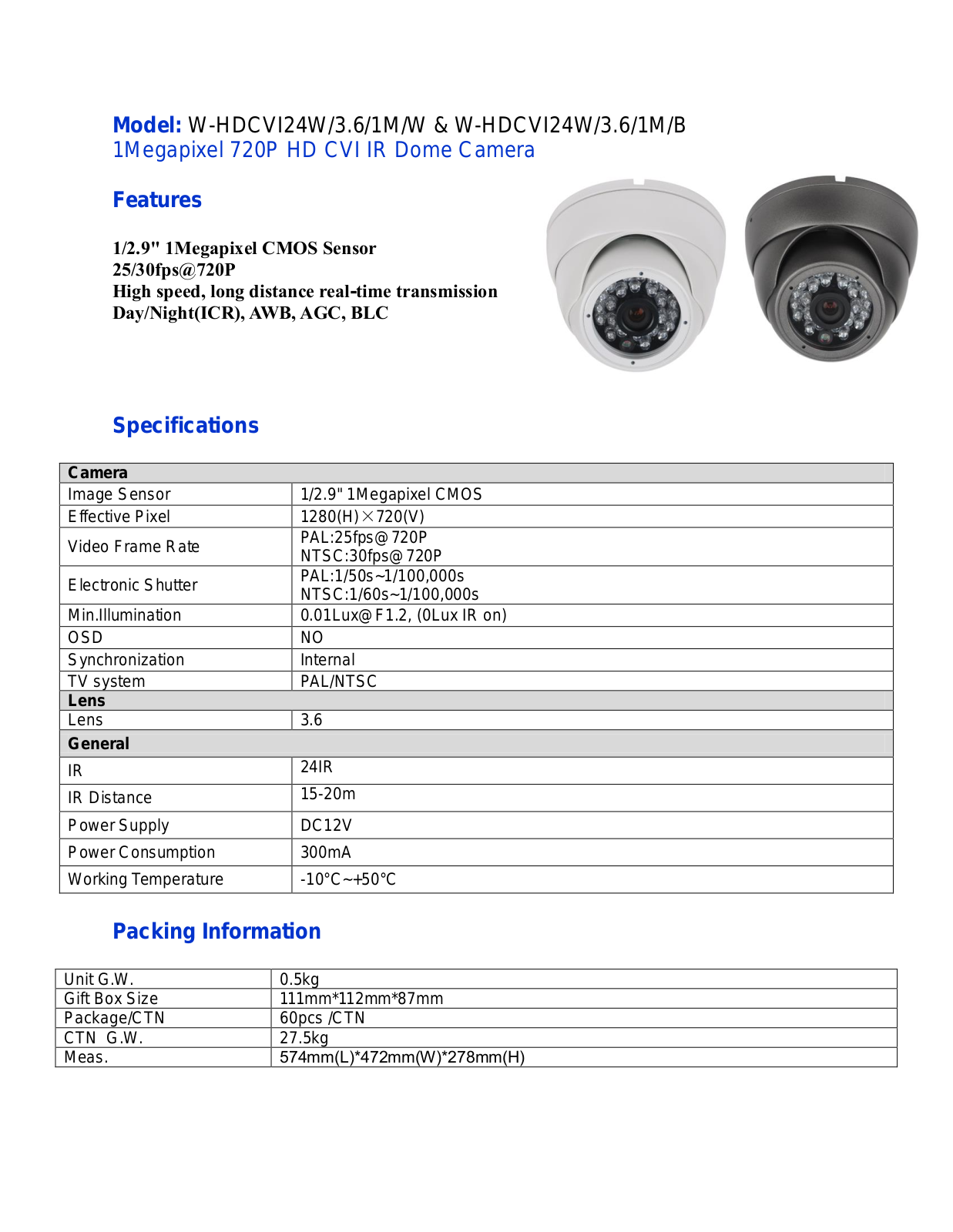 Cantek W-HDCVI-KIT0808-2 Specsheet