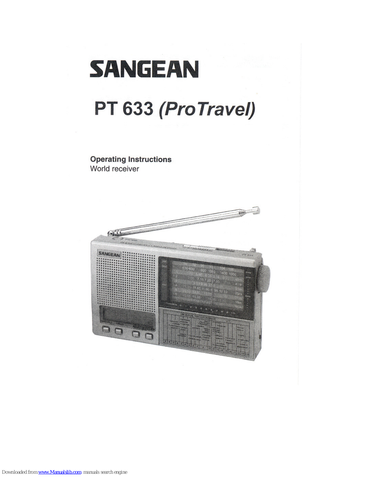 Sangean PT-633 ProTravel Operating Instructions Manual