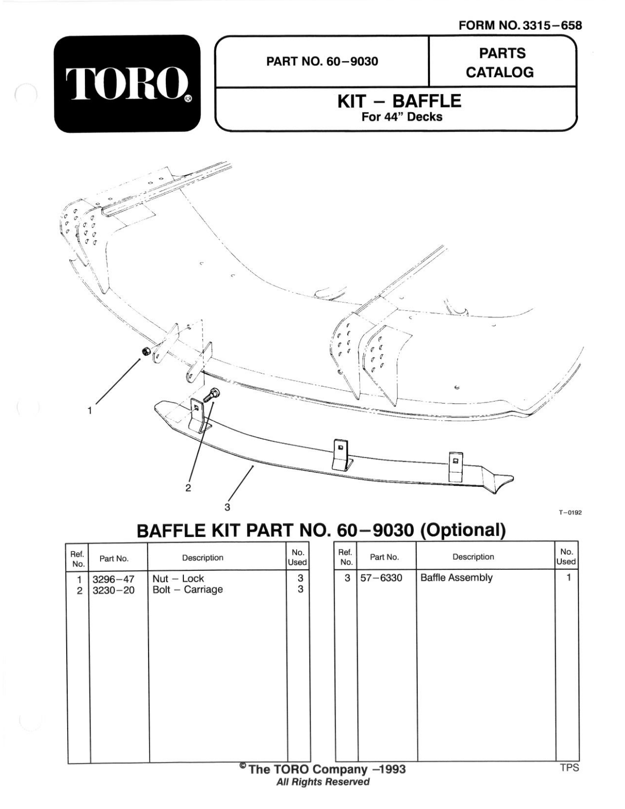 Toro 60-9030 Parts Catalogue