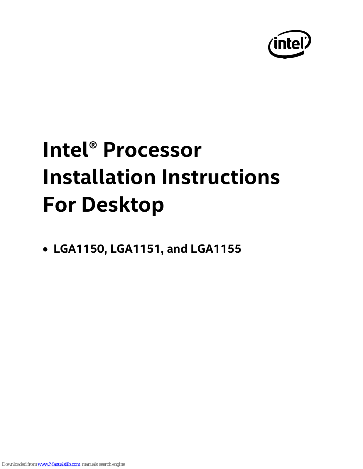 Intel LGA1150, LGA1155, LGA1151 Installation Instructions Manual