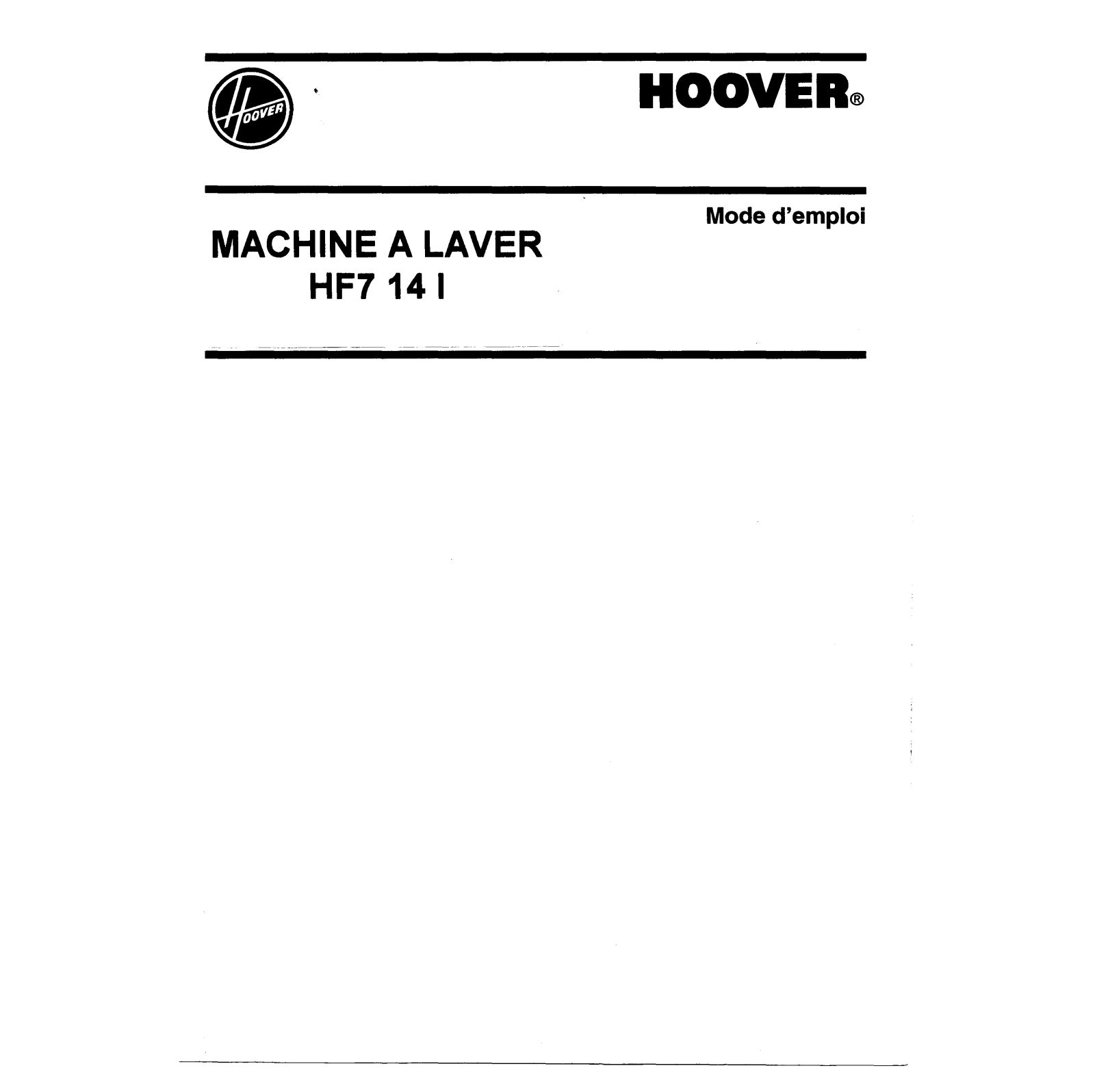 HOOVER HF714, HF714I User Manual