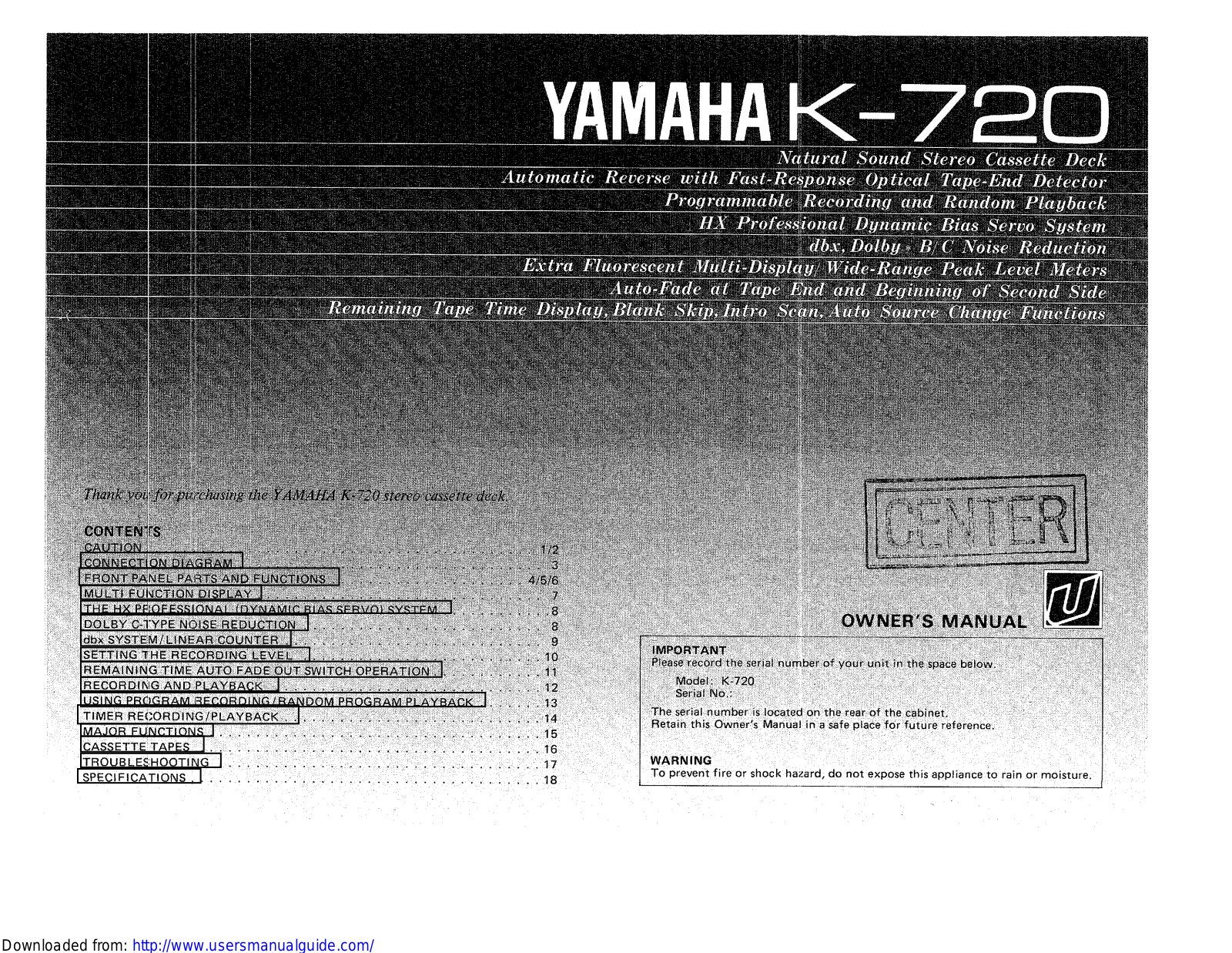 Yamaha Audio K-720 User Manual