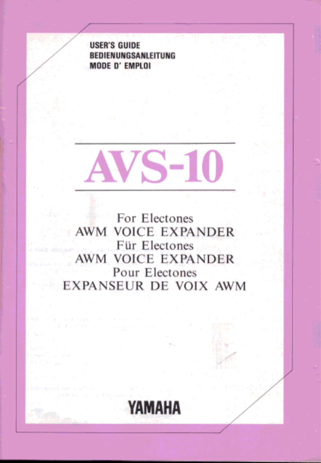 Yamaha AVS10 User Manual