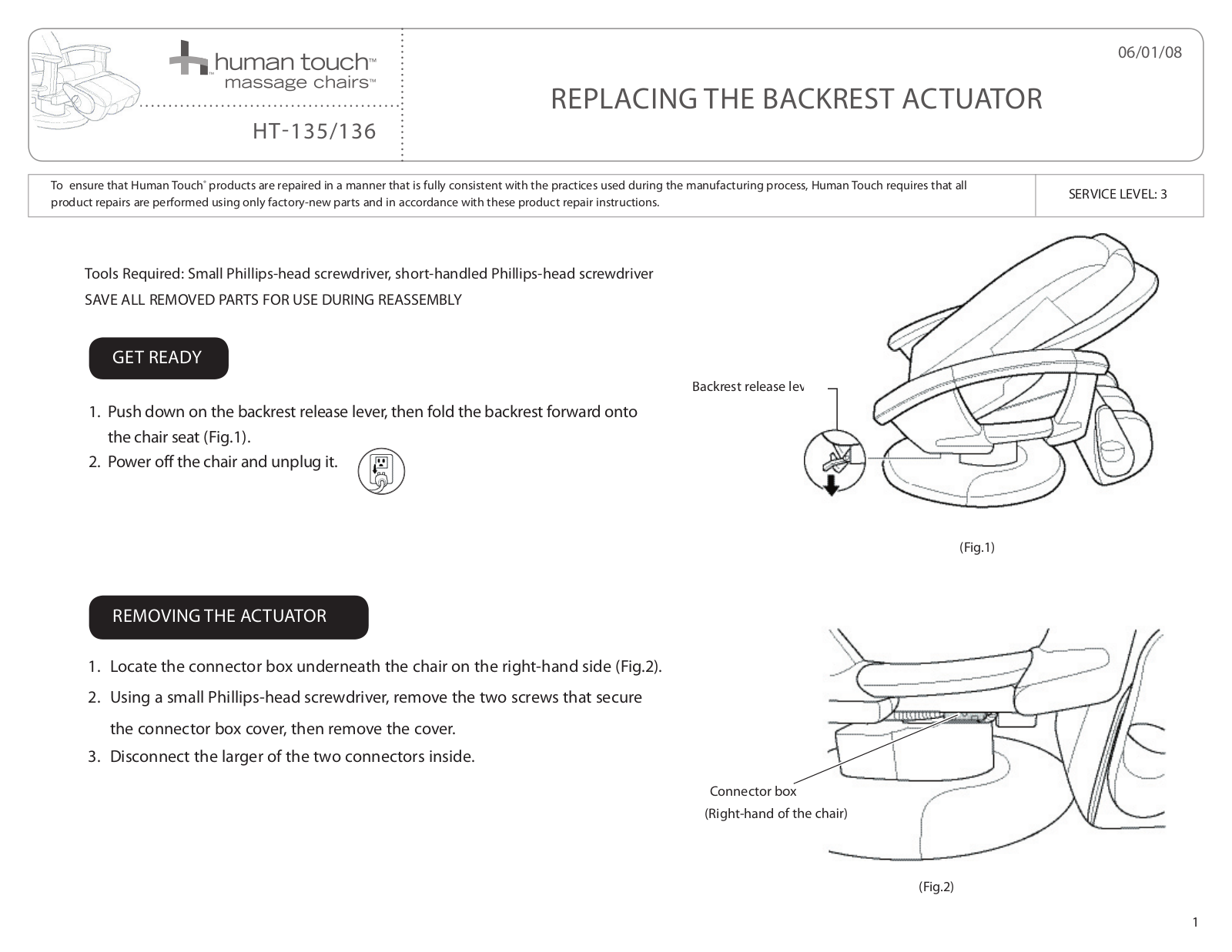 Human Touch HT-135, HT-136 User Manual