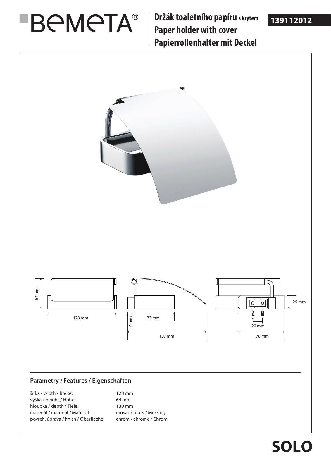 Bemeta Solo 139112012 User guide