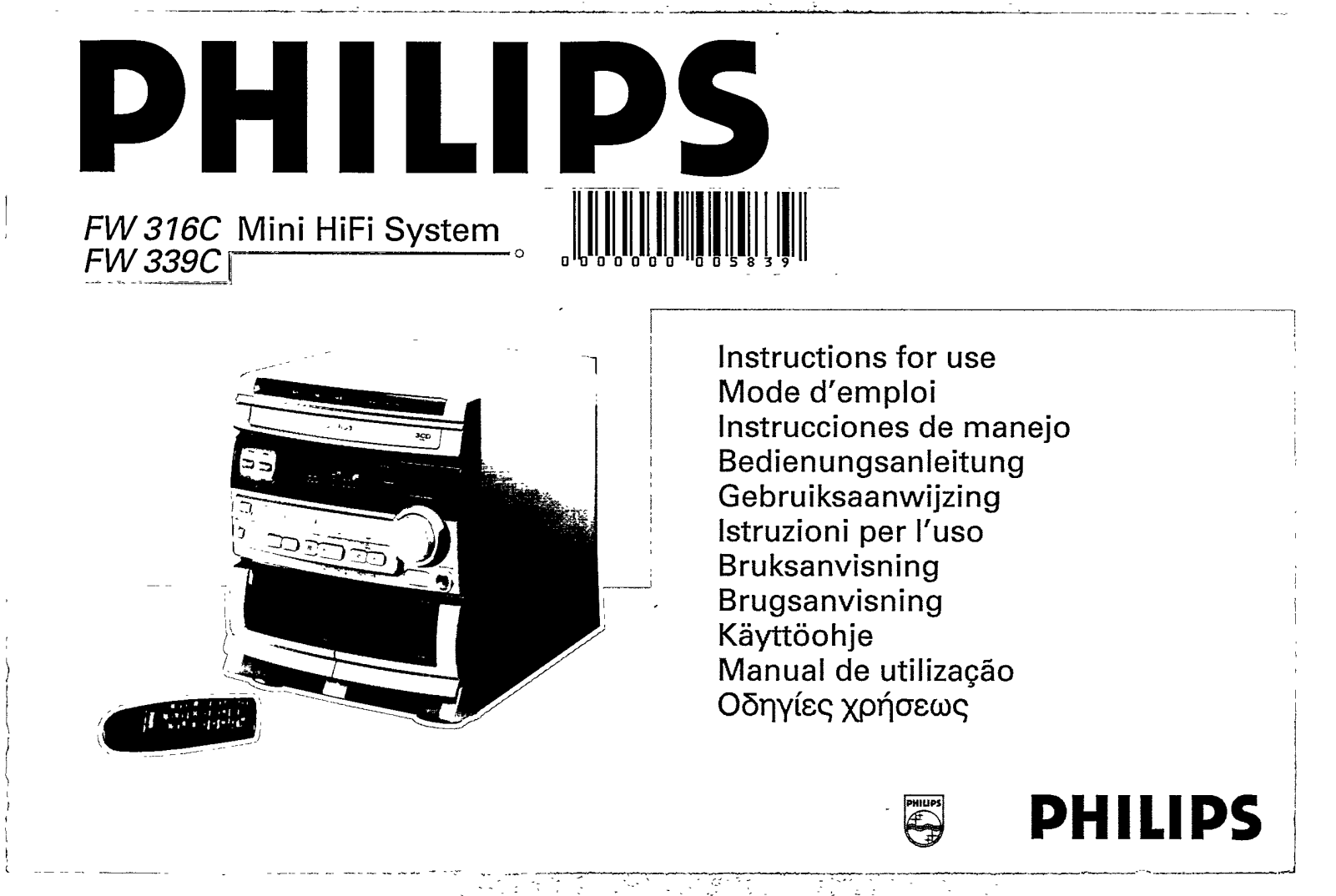 Philips FW339C/37, FW339C/21, FW339C/22, FW316C/37, FW316C/22 User Manual