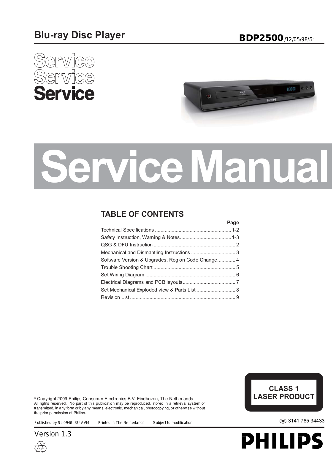 Philips BDP-2500 Service Manual