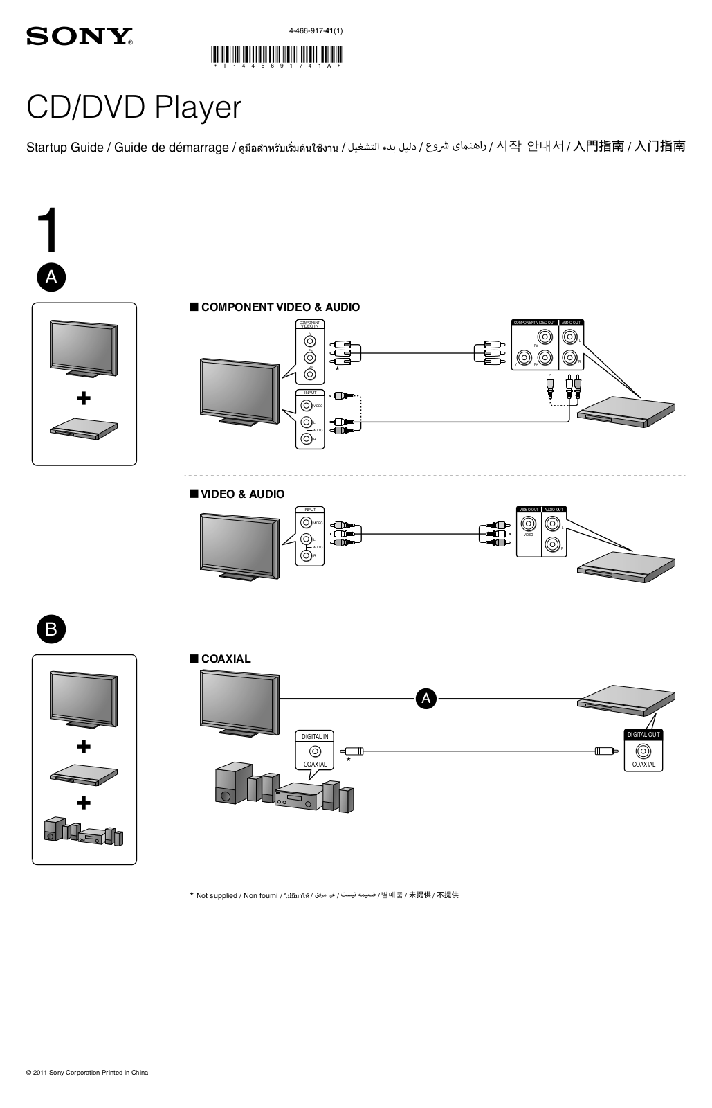 Sony DVP-SR520P Startup Manual