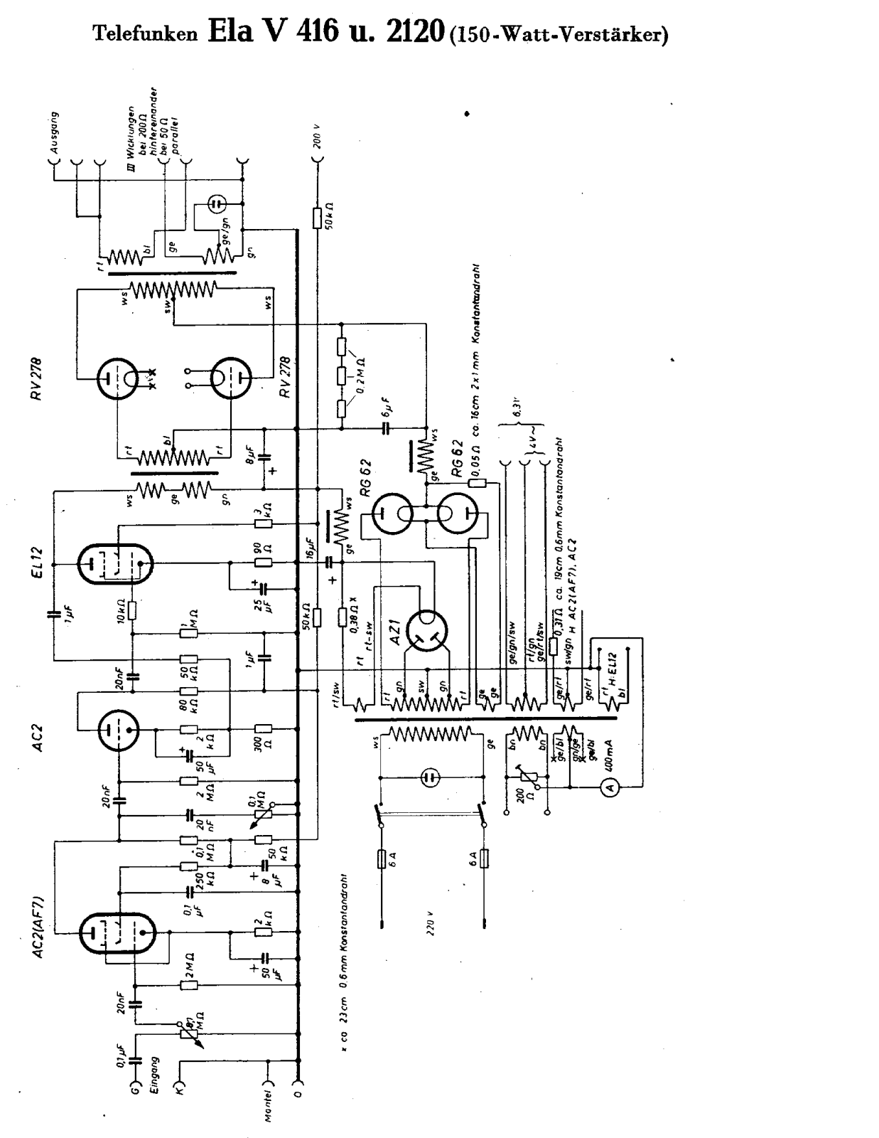 Telefunken Ela-V416U-2120 Schematic