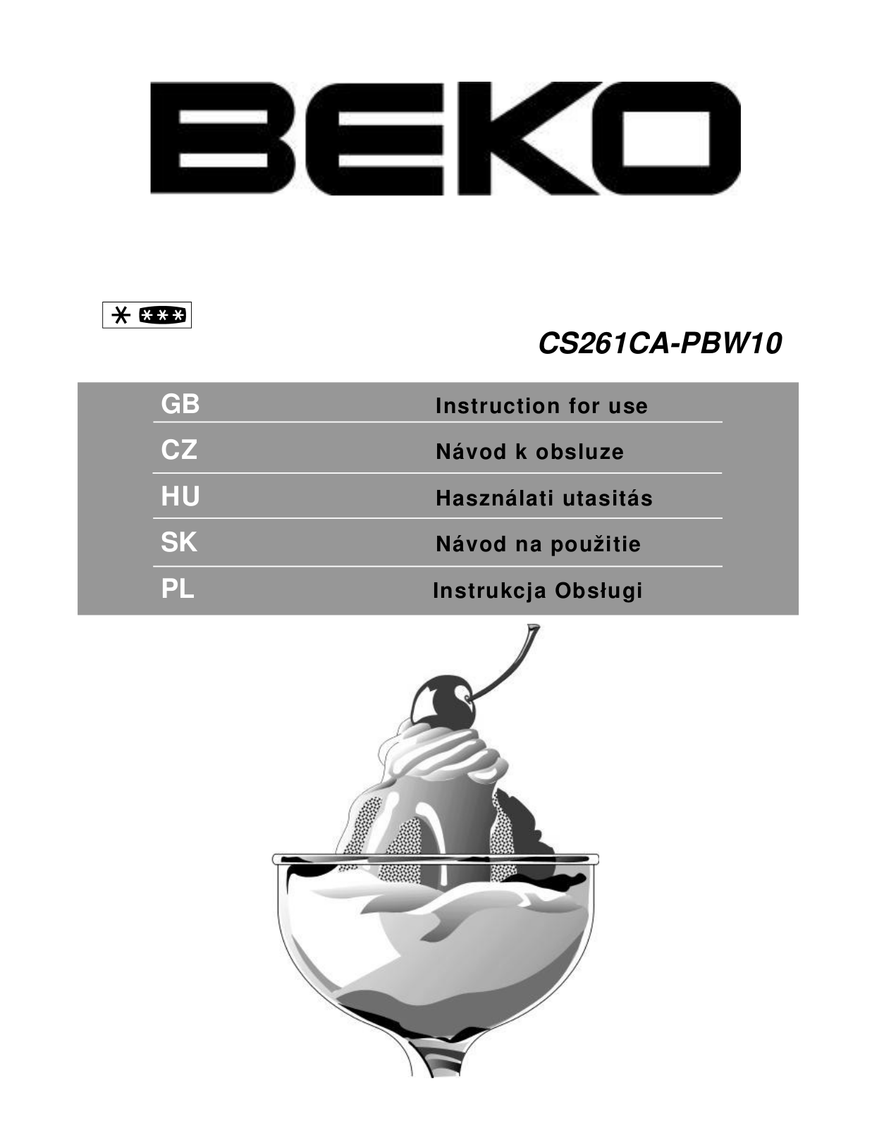 Beko CS261CA-PBW10 User Manual