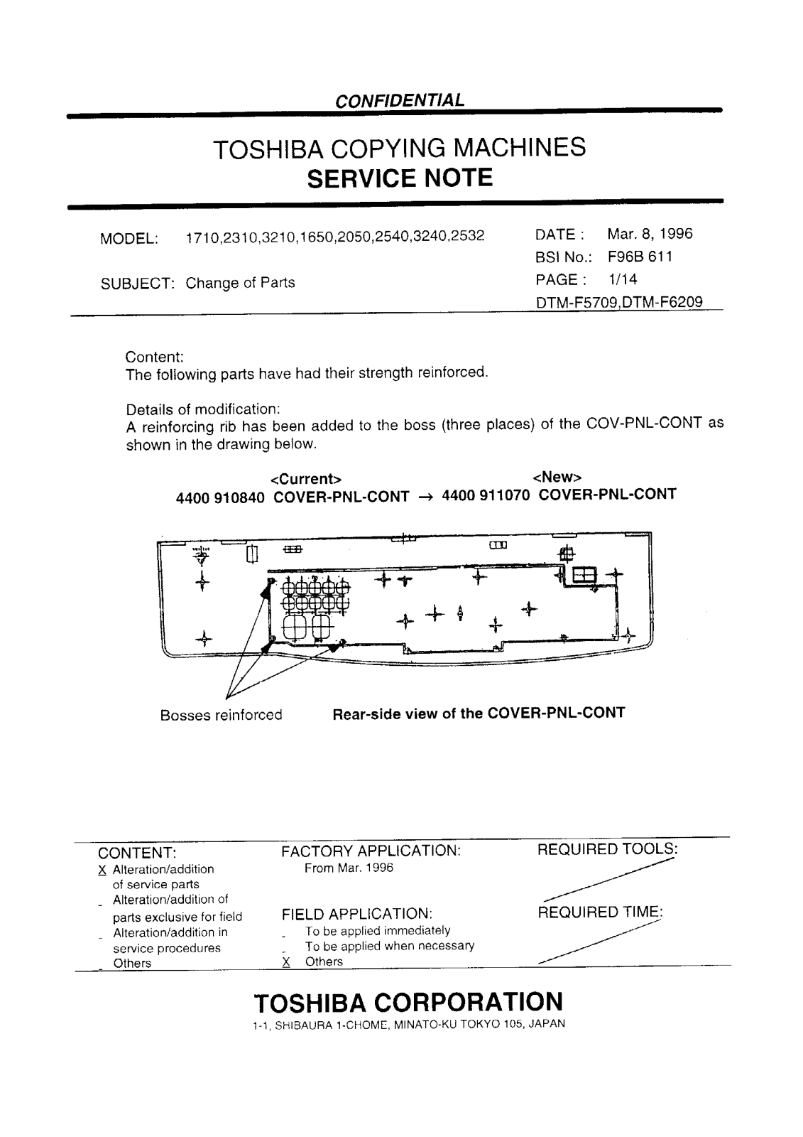 Toshiba f96b611 Service Note