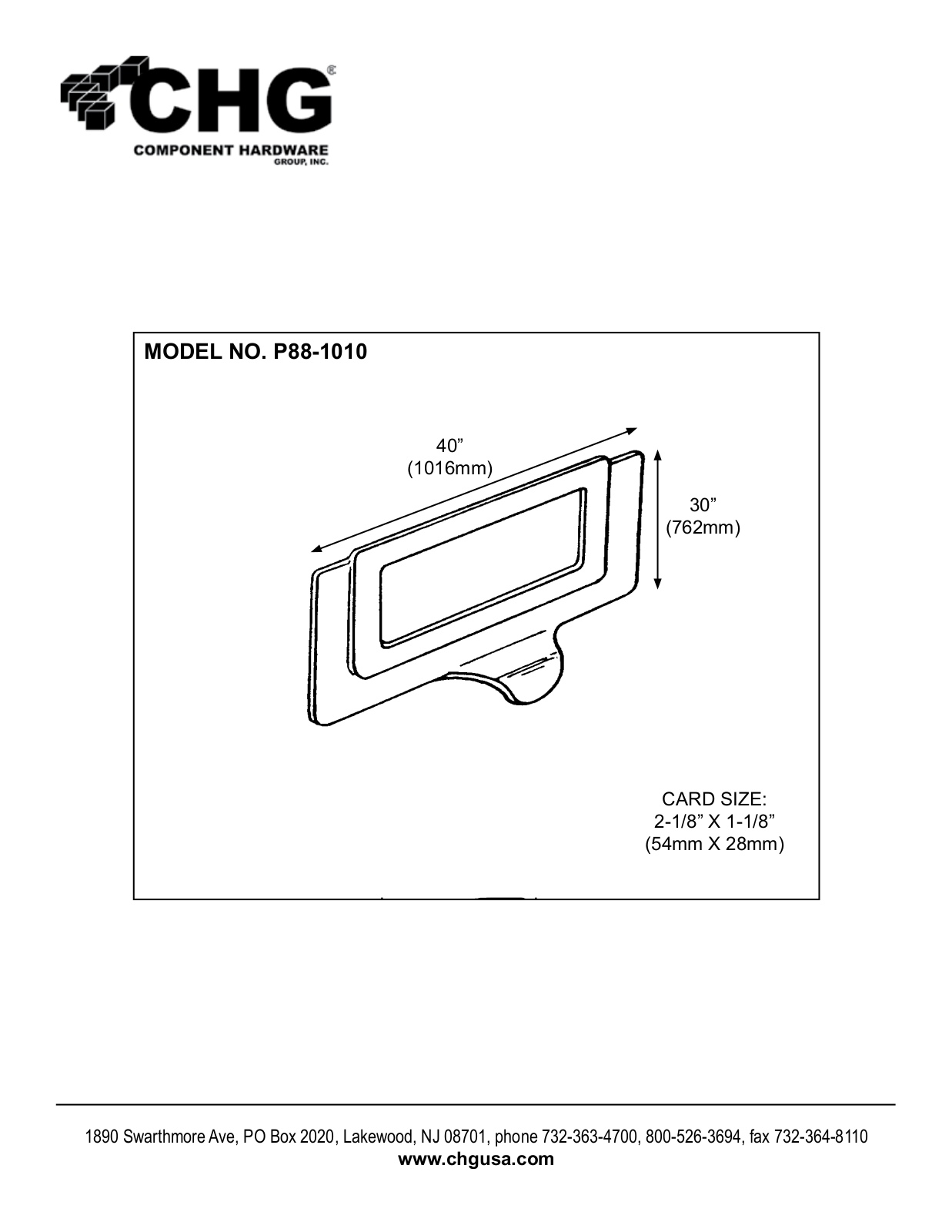 Component Hardware P88-1010 User Manual