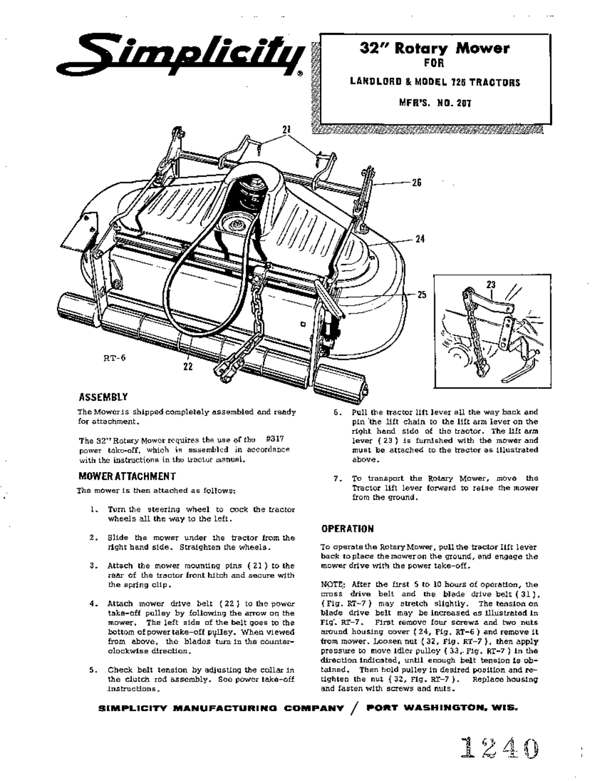 Simplicity 287 User Manual