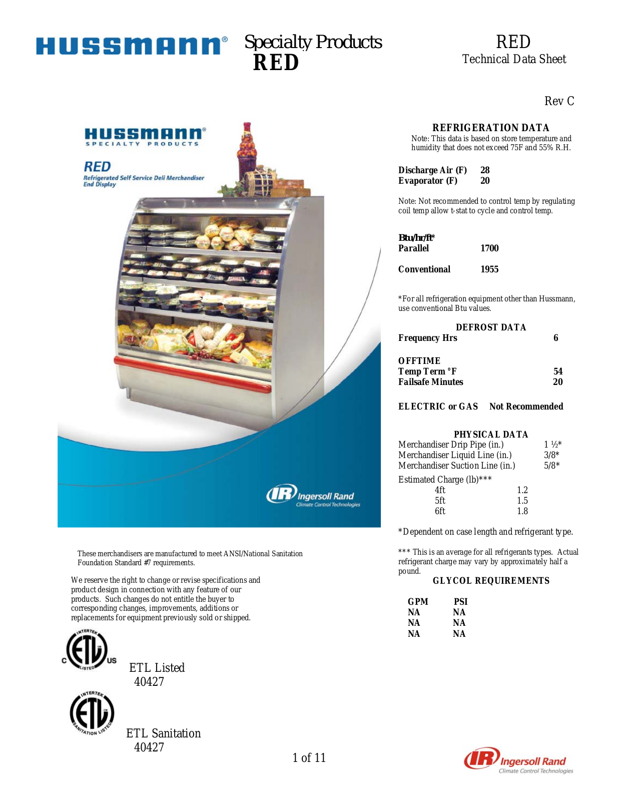 Hussmann RED Specifications