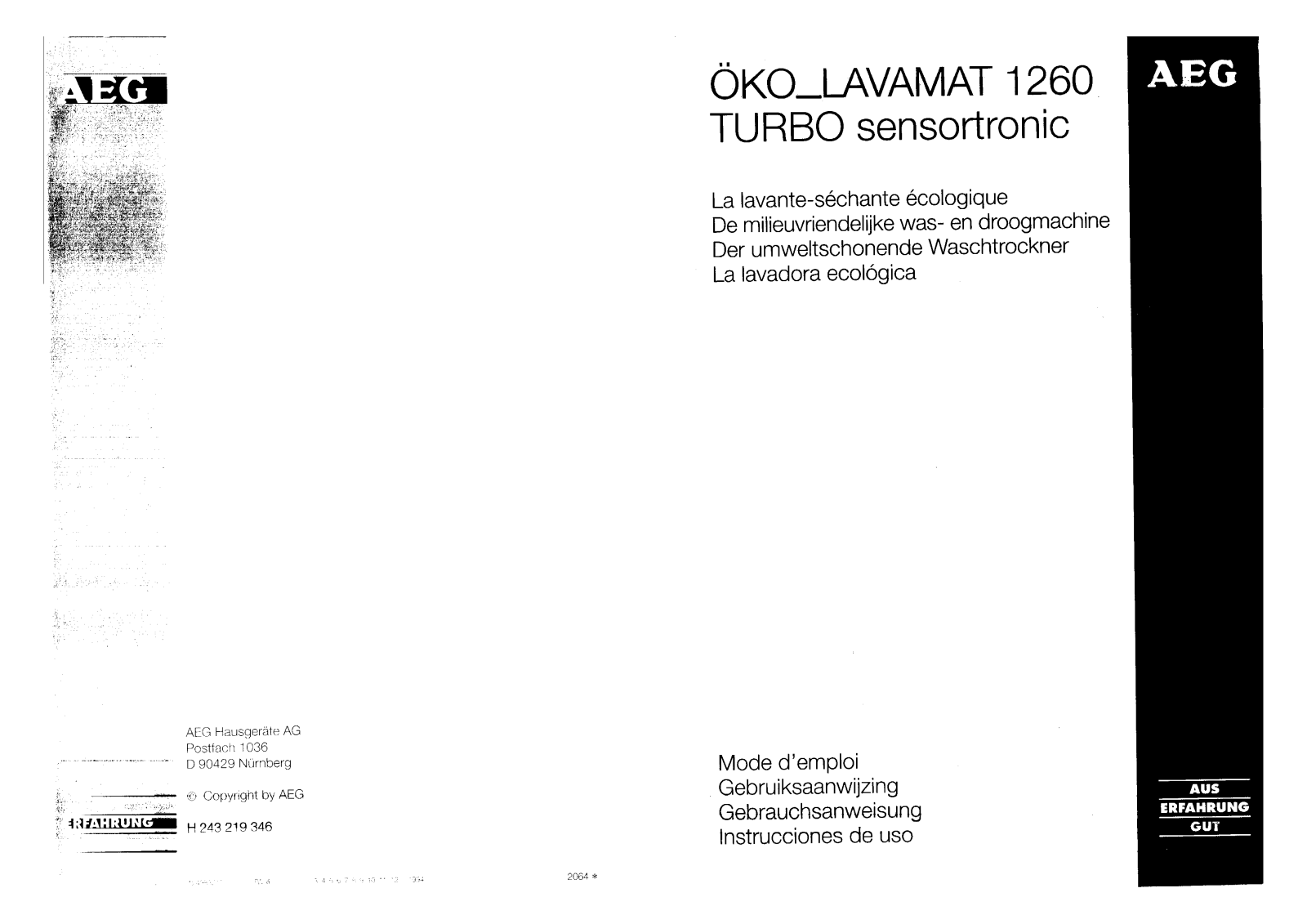 AEG LAV1260TURBO User Manual