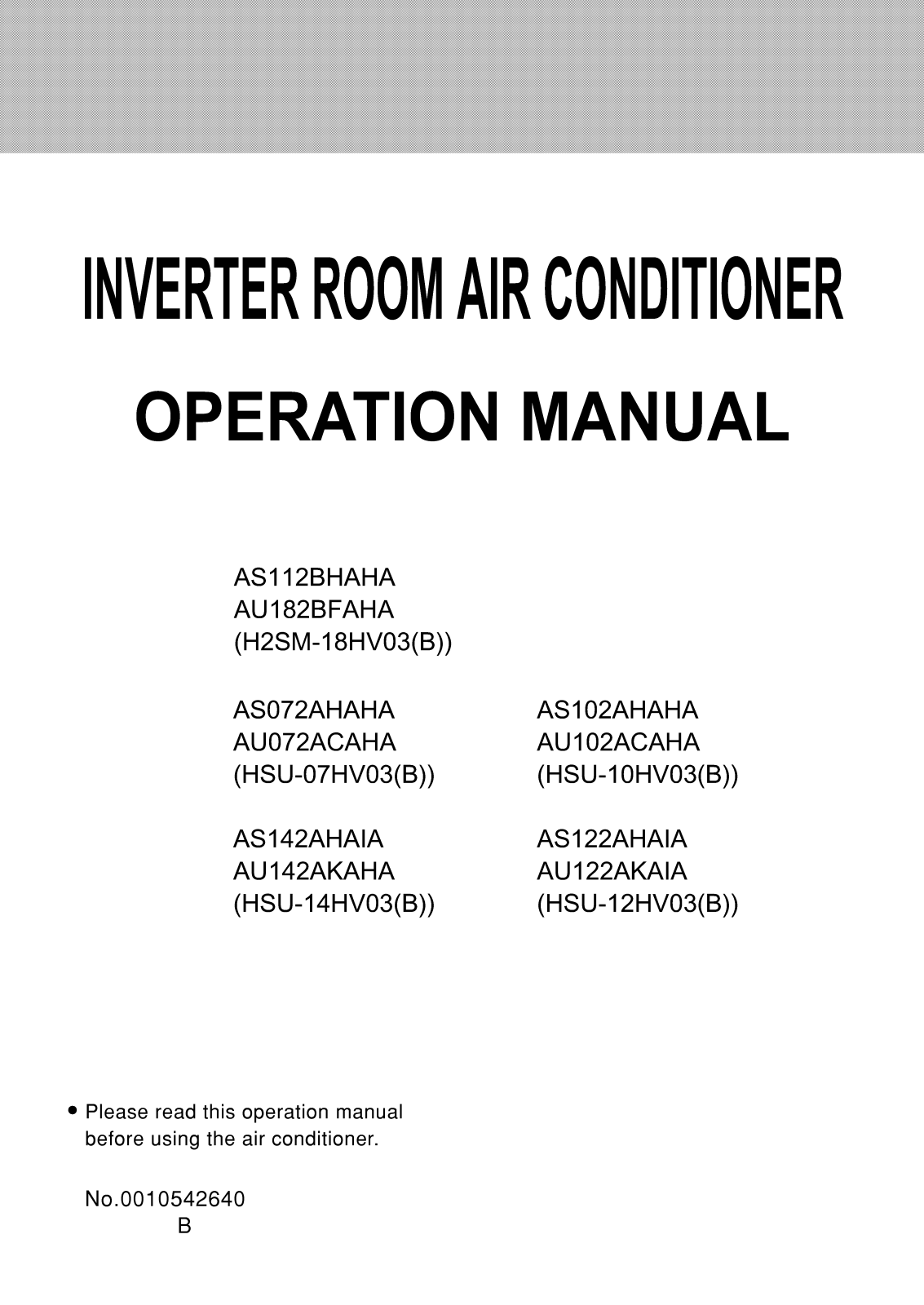 Haier HSU-14HV03-B, HSU-07HV03-B, HSU-10HV03-B User Manual