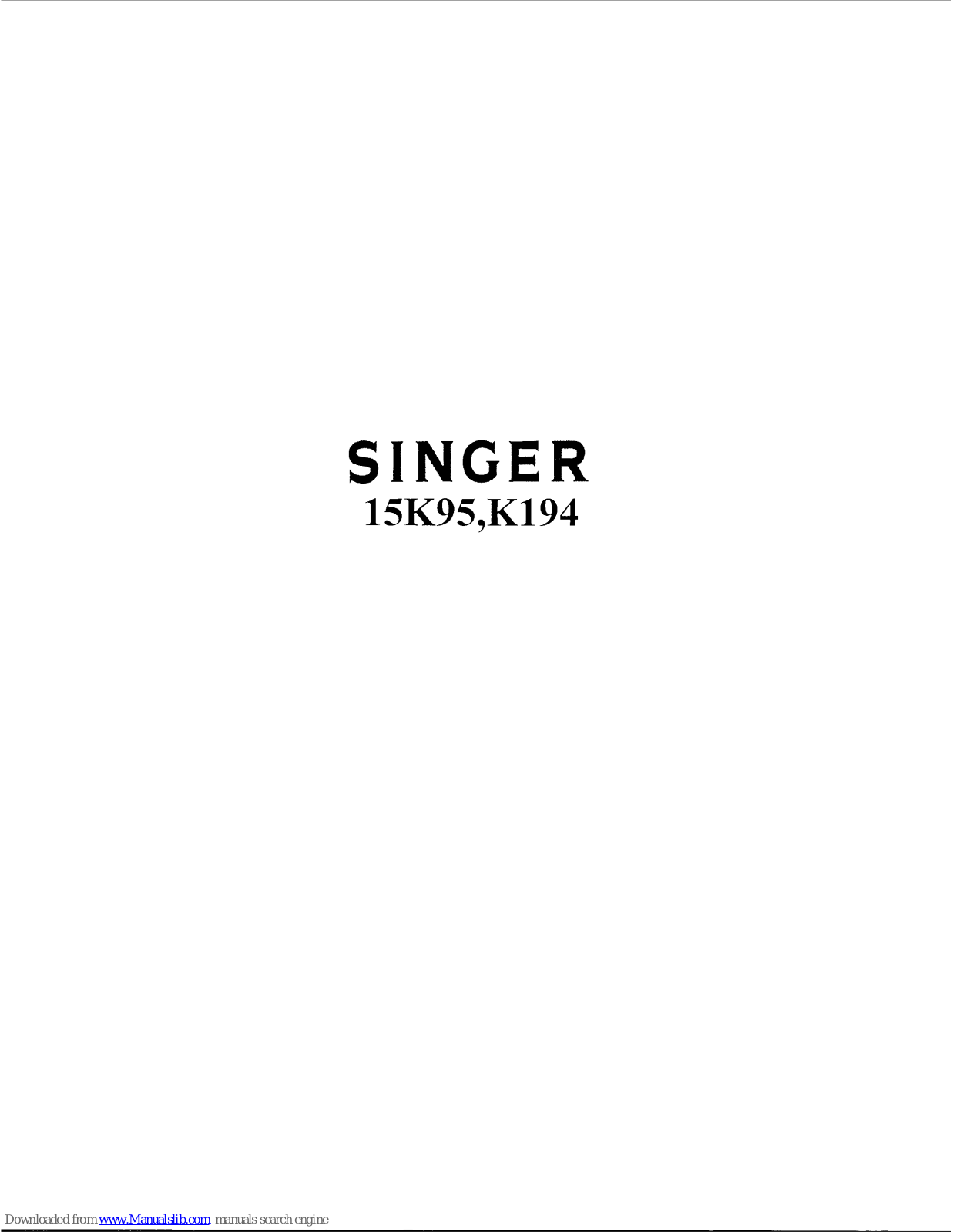 Singer K194, 15K194 Parts List