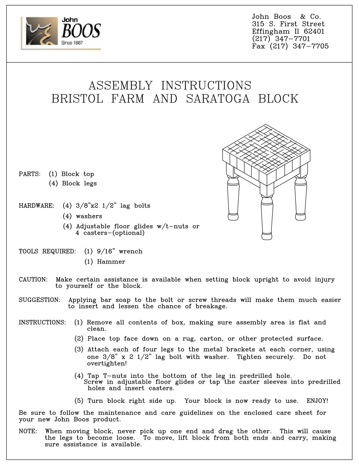 John Boos JB1011 Installation&Assembly - ManualMachine.com