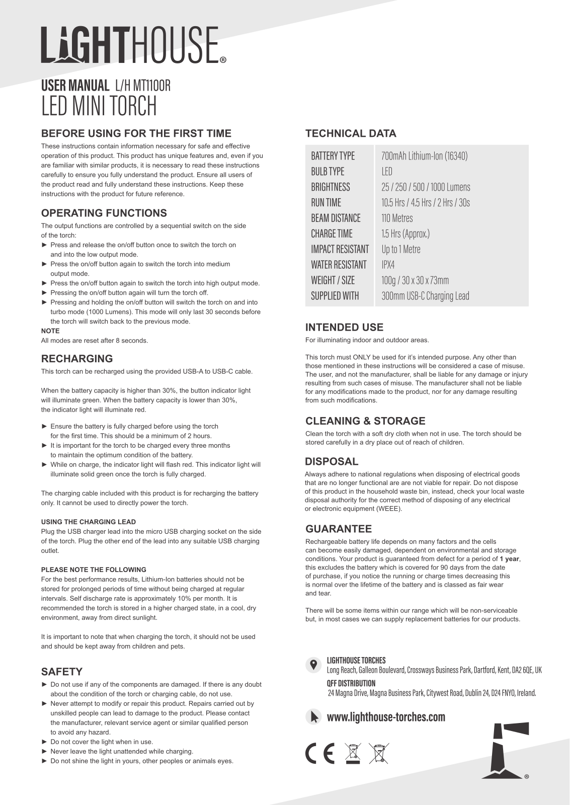 Lighthouse MT1100R User guide - ManualMachine.com