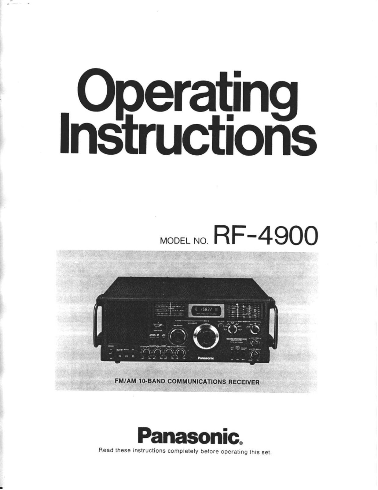 Panasonic RF 4900 User Manual