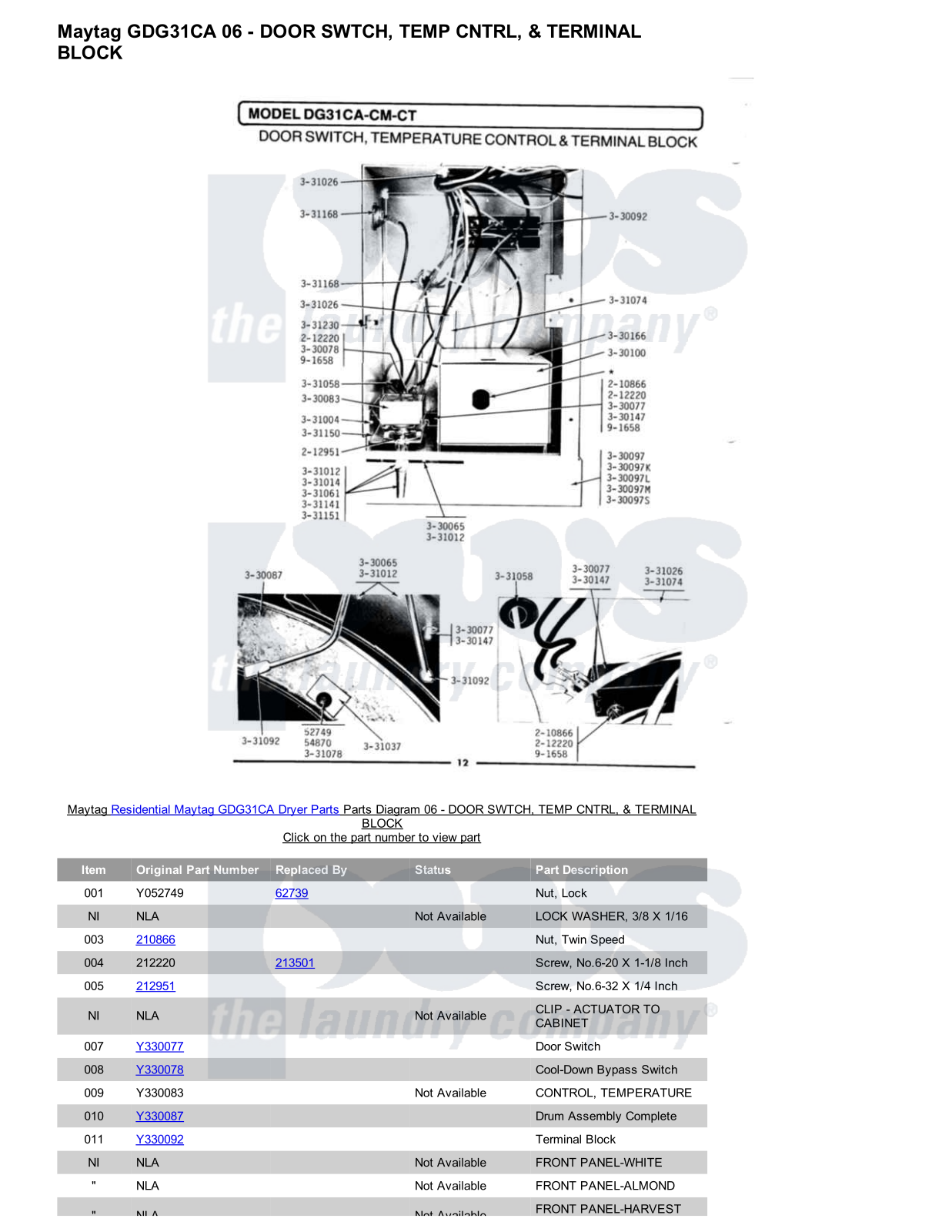 Maytag GDG31CA Parts Diagram