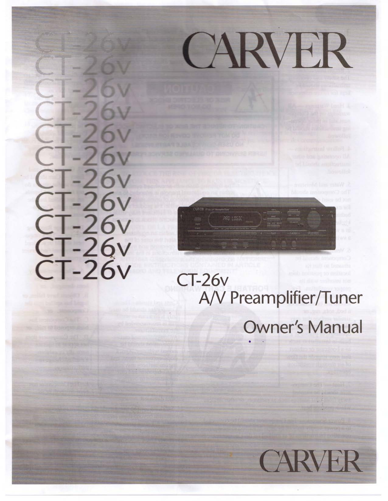 Carver CT-26-V Owners manual