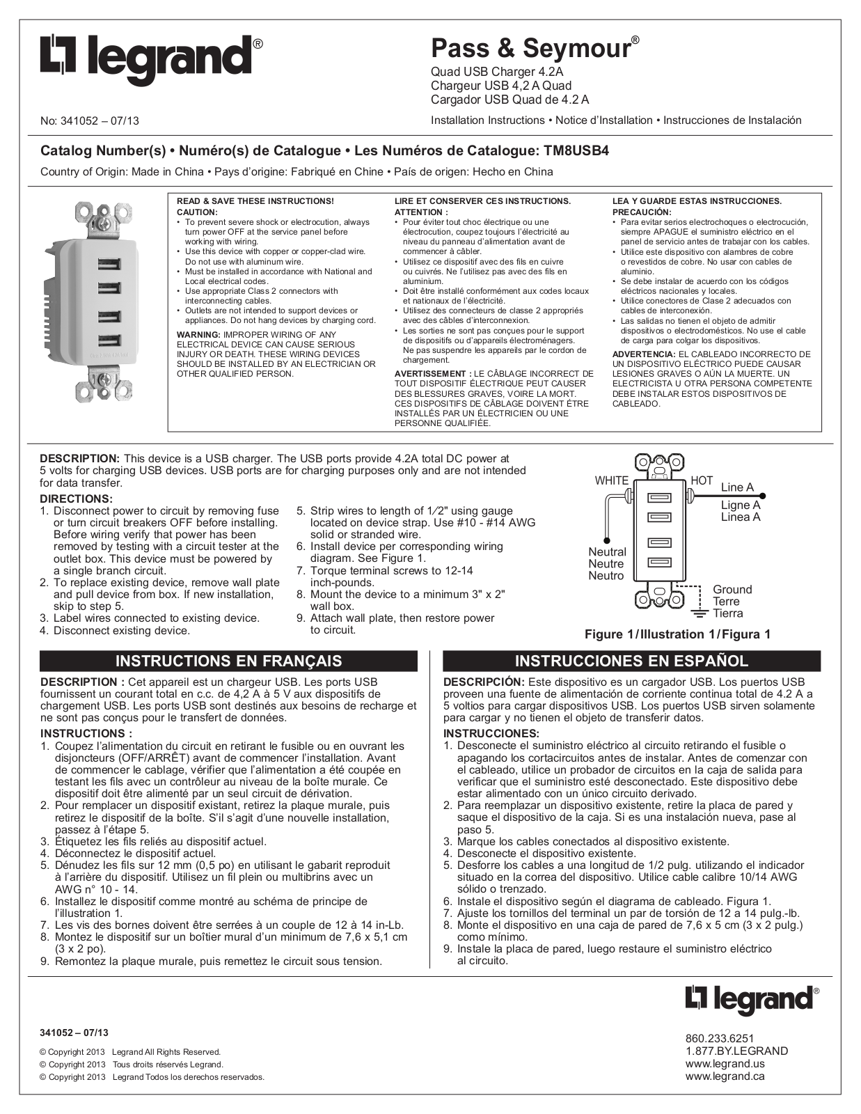 Legrand TM8USB4 User Manual