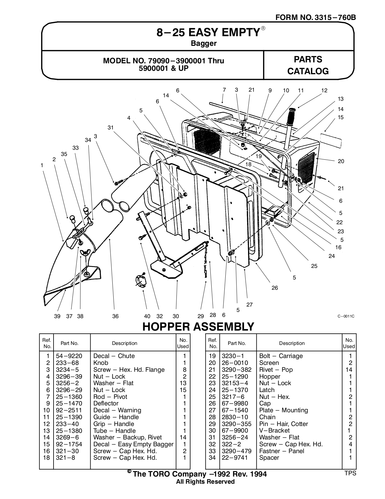 Toro 79090 Parts Catalogue