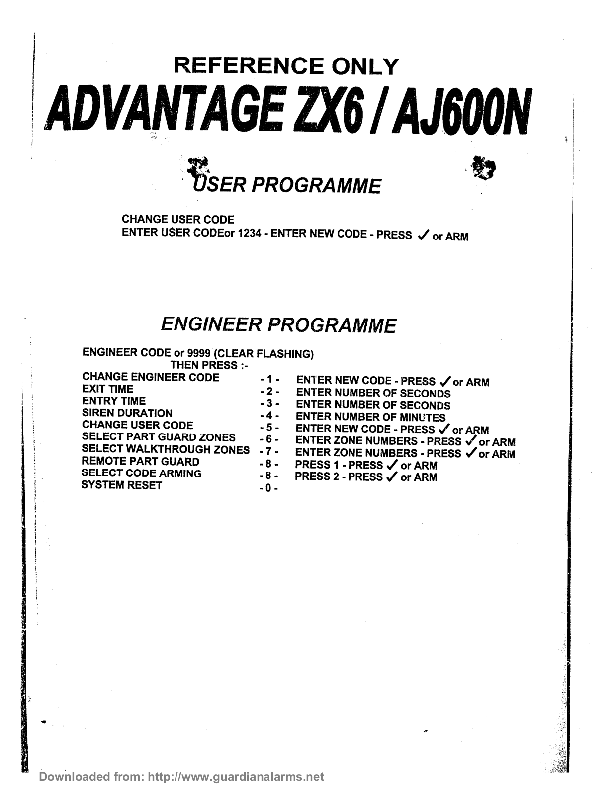 A1 Security ZX6, AJ600N Quick Reference